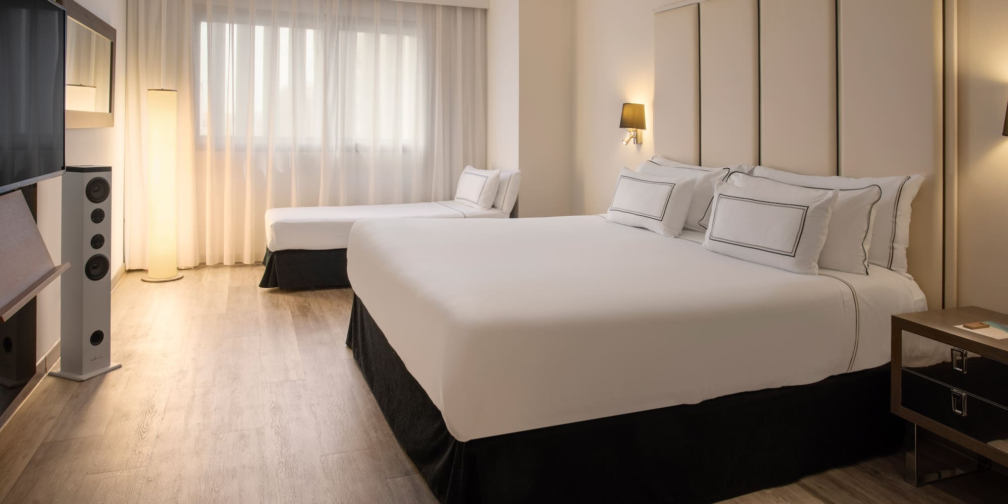 a room with two beds