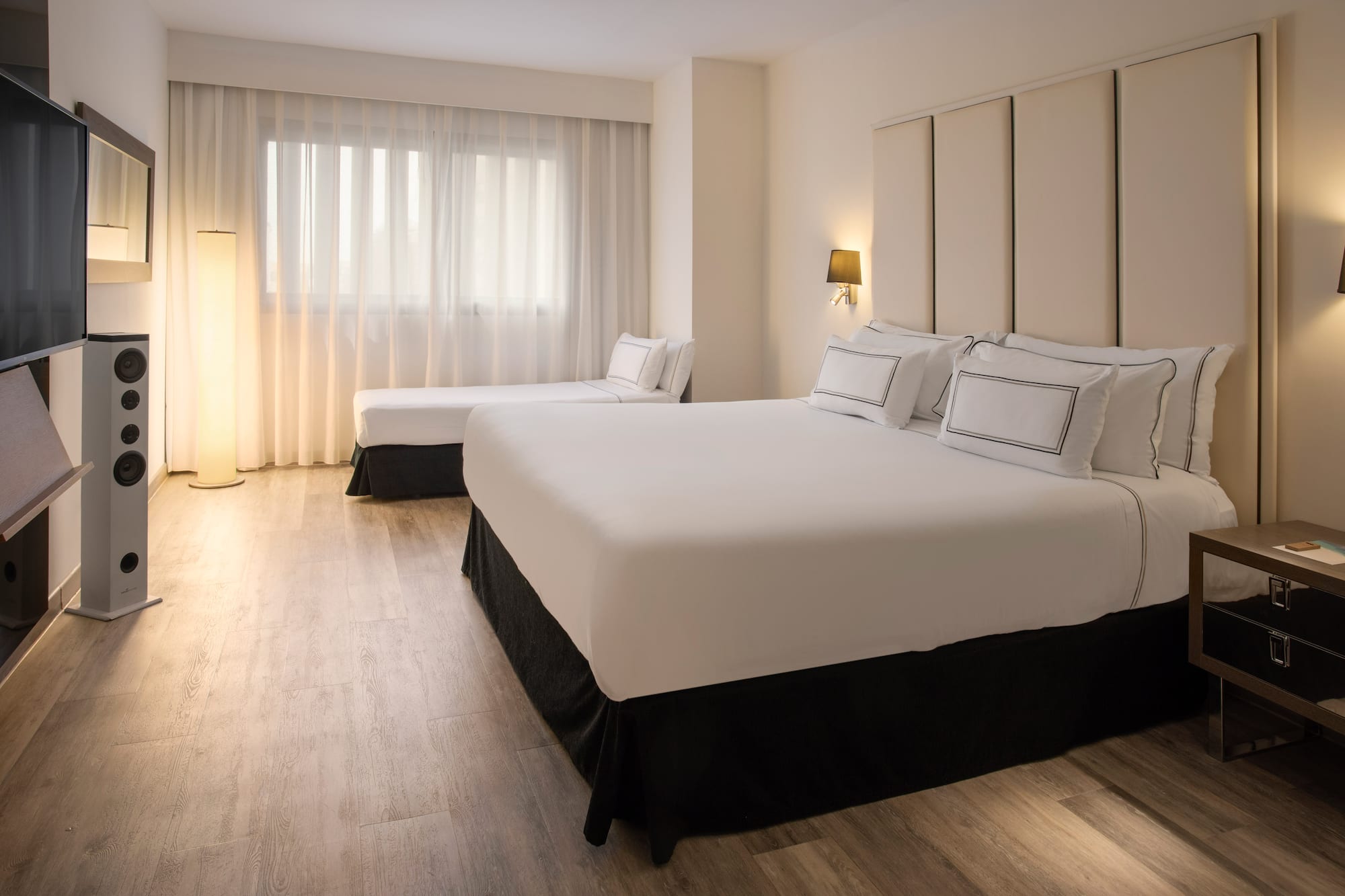 a room with two beds