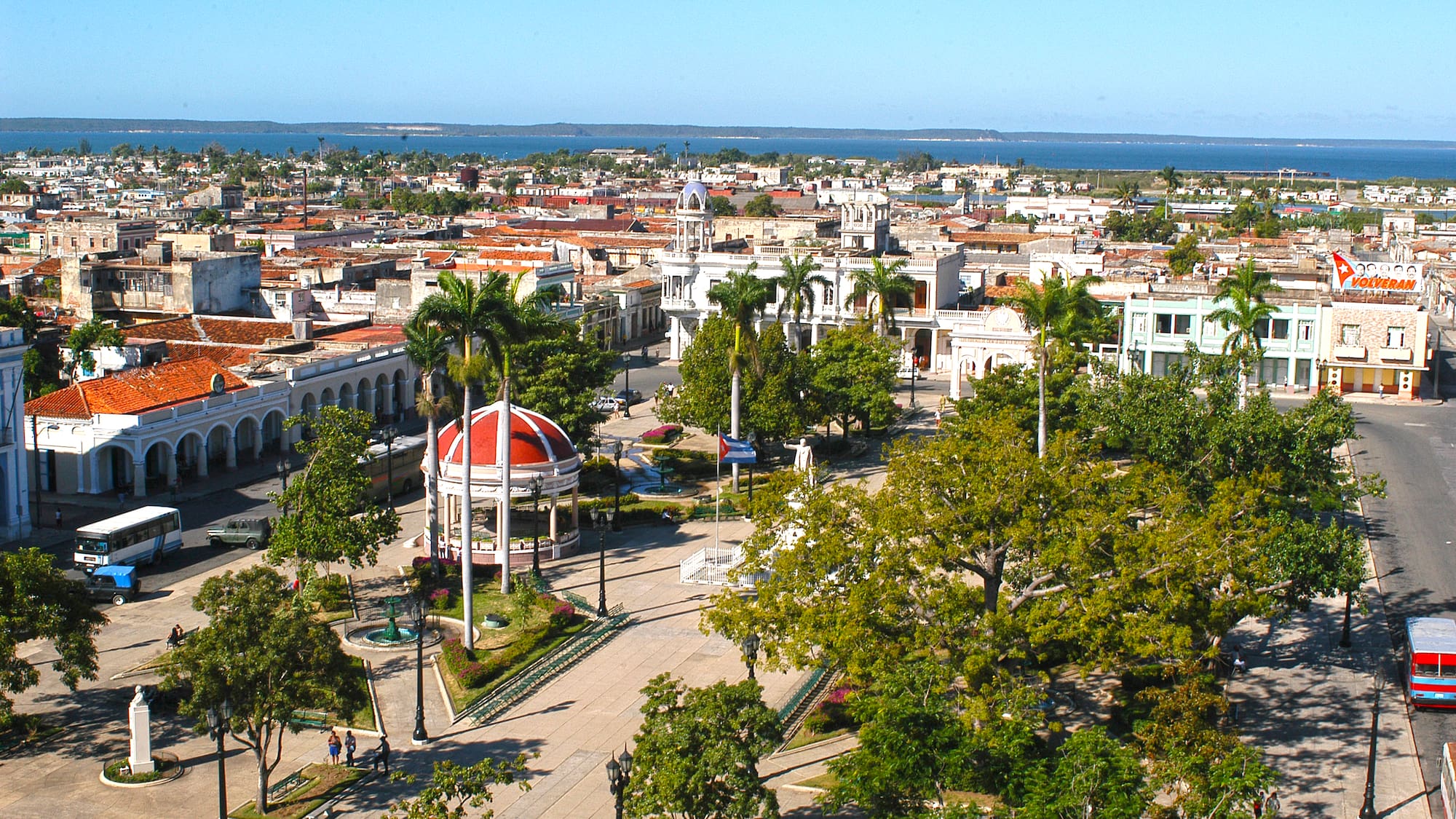 a city with trees and buildings