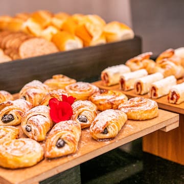 a tray of pastries on a table