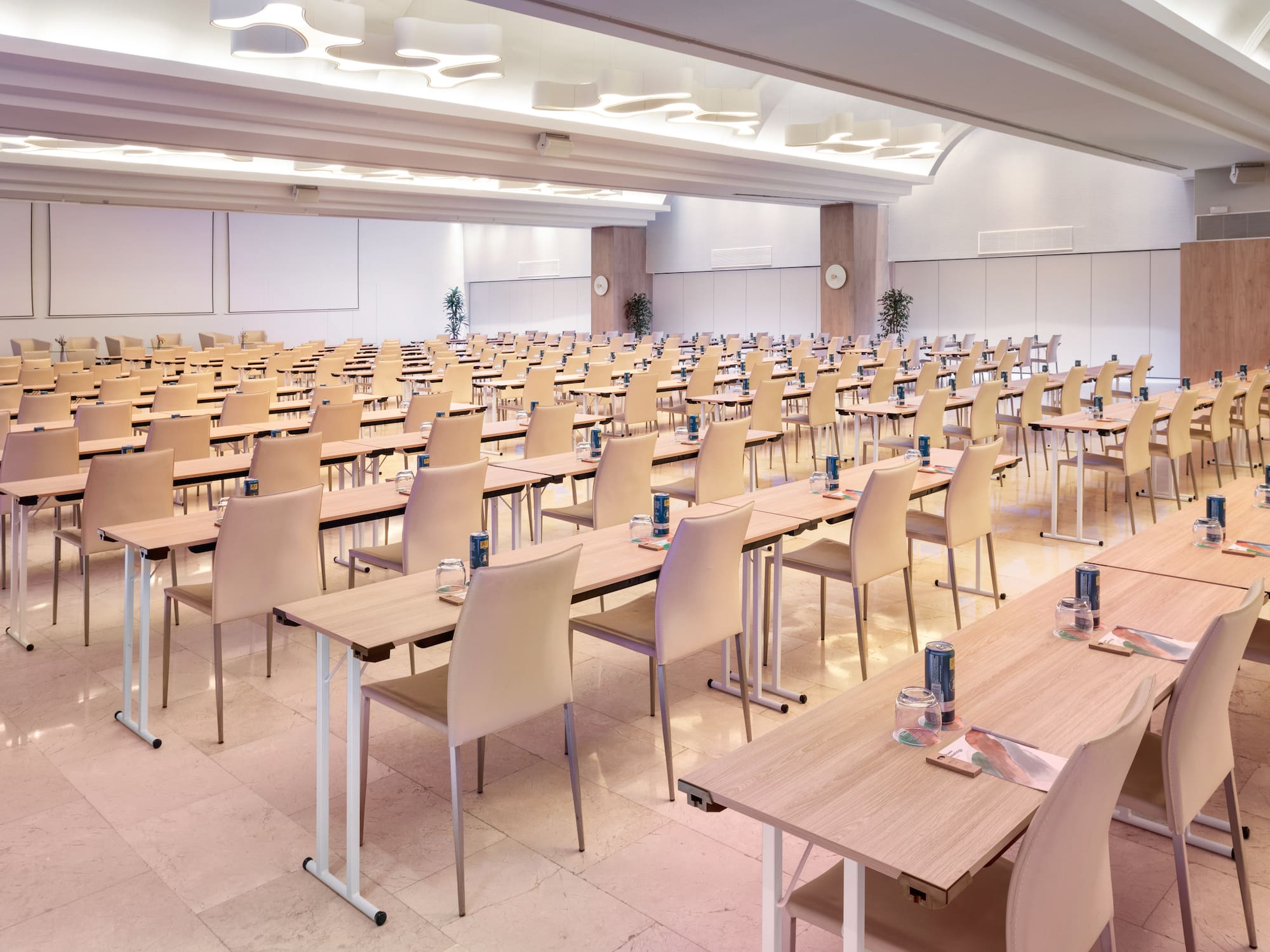 a room with tables and chairs