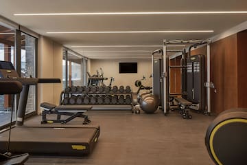 a gym with exercise equipment