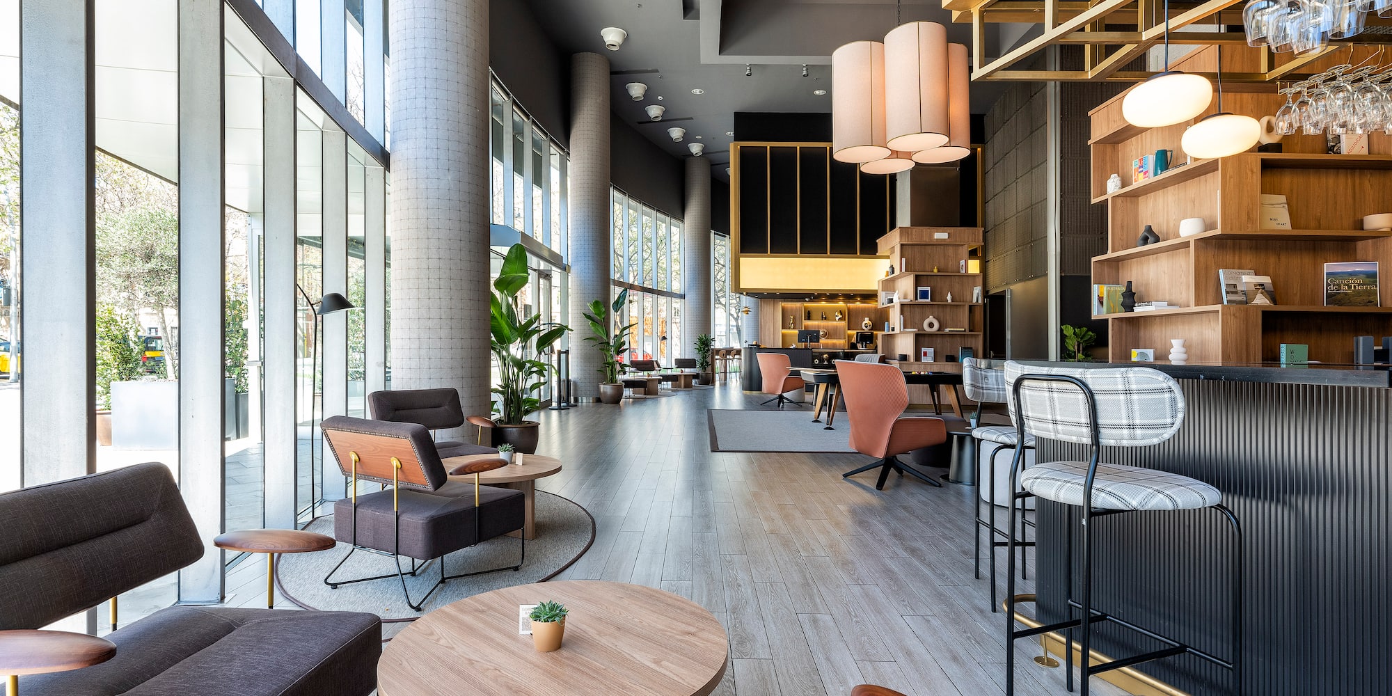 a room with chairs and tables