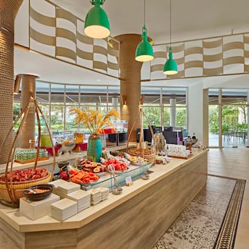 a food buffet in a hotel