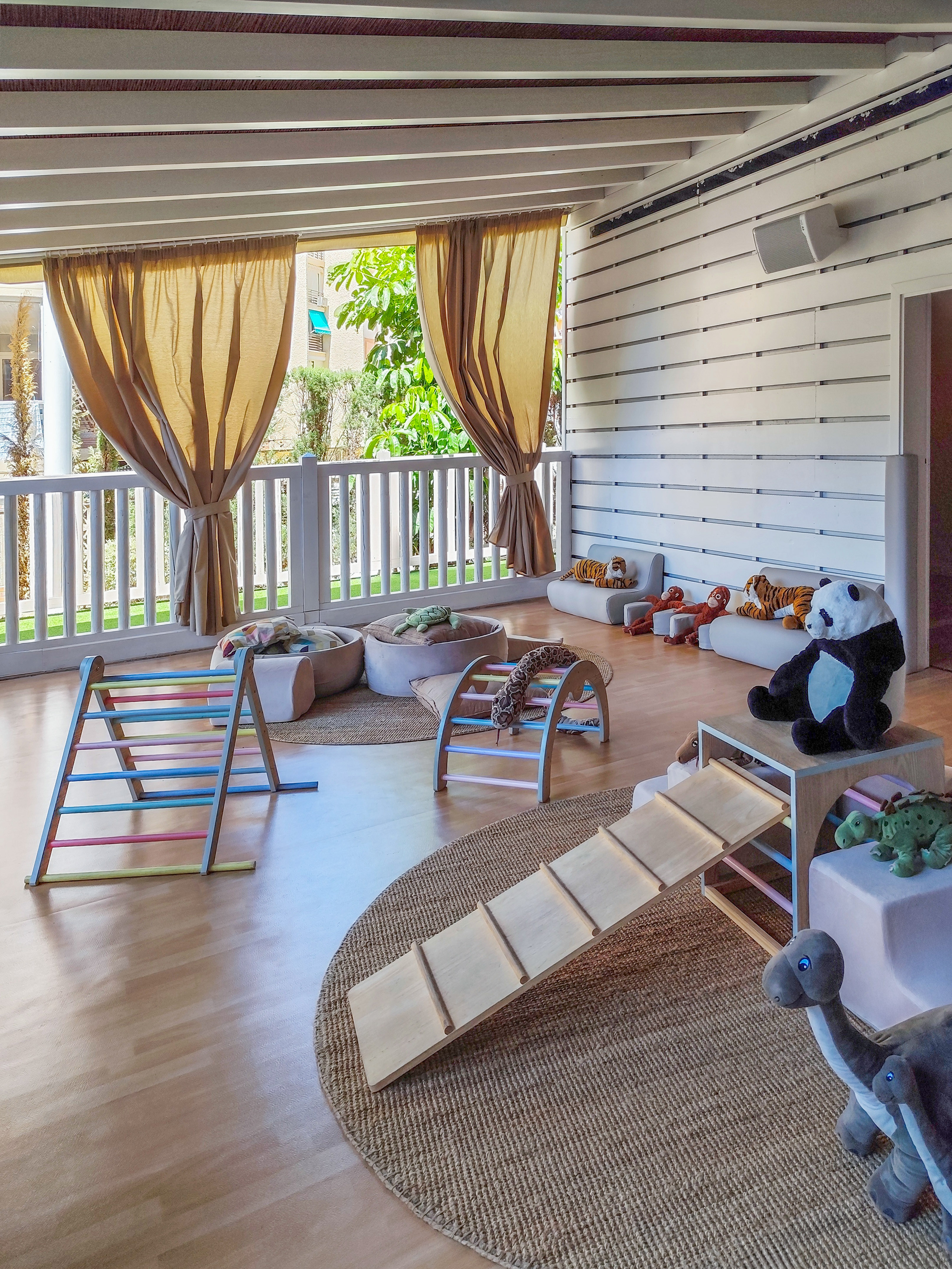 a room with a dog toy and toys