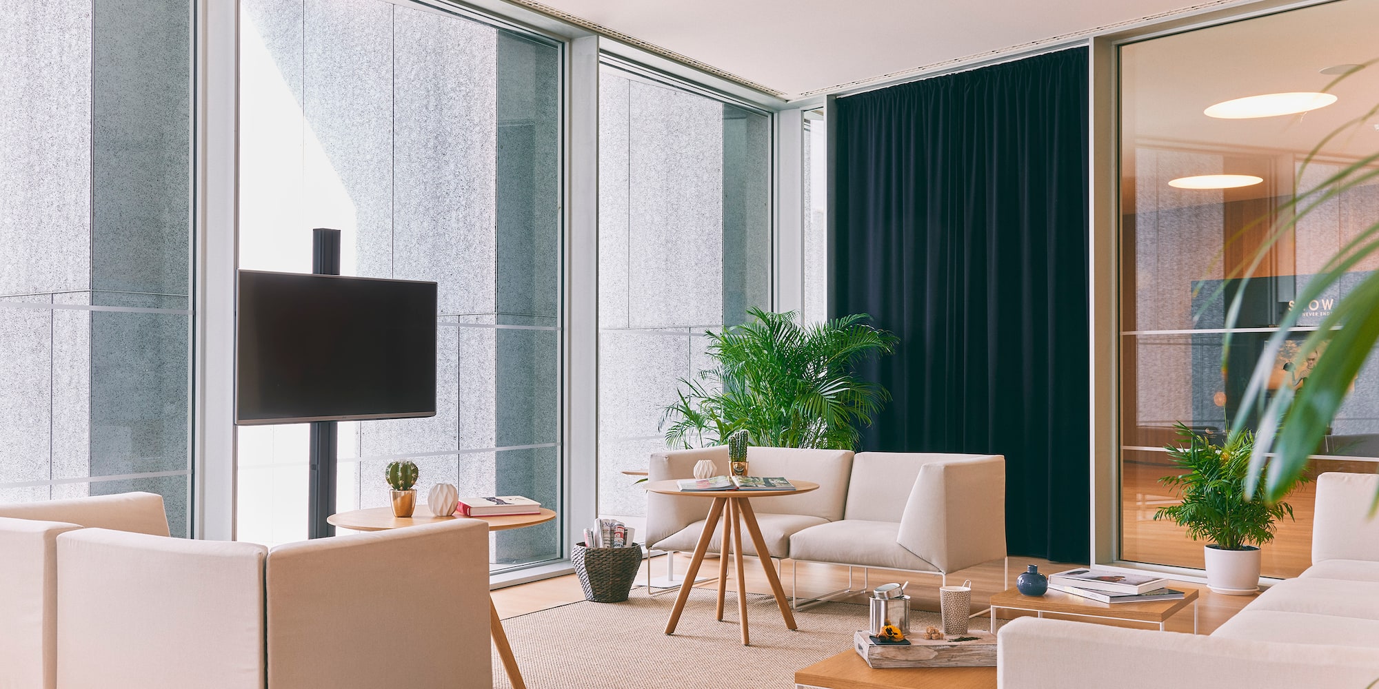 a room with a television and a couch