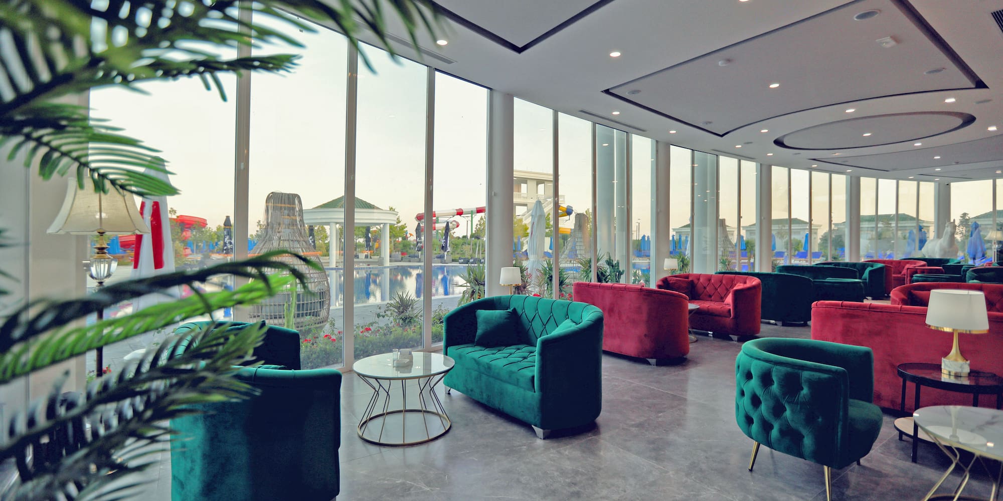 a room with a large window