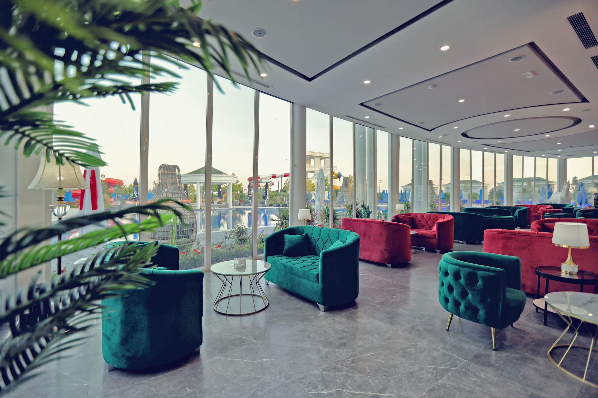 a room with a large window