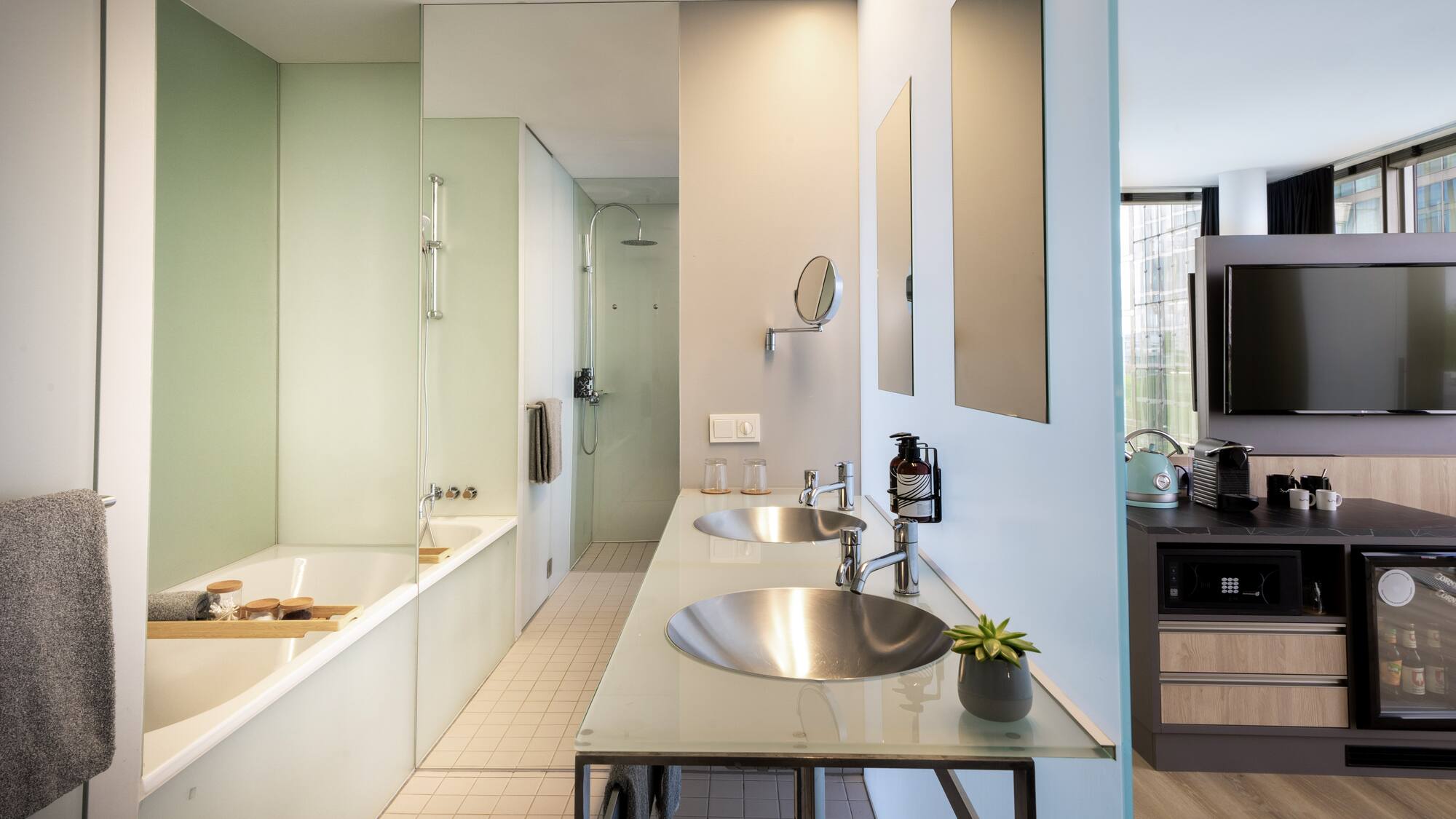 a bathroom with a sink and bathtub