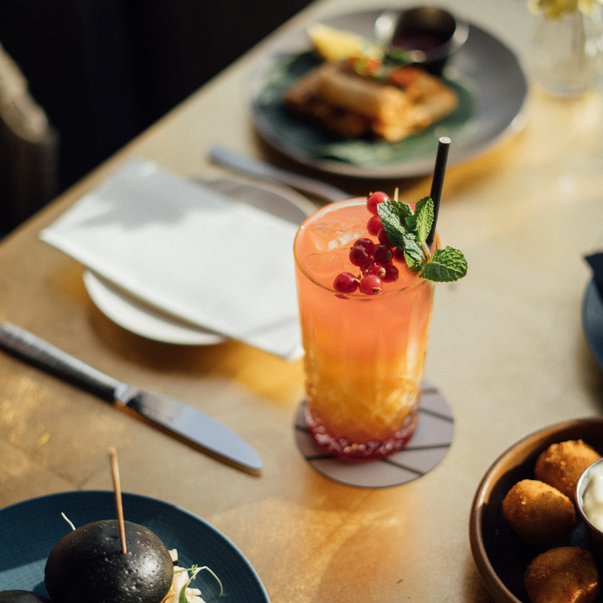 a table with food on it