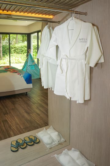 a white robe on a wall