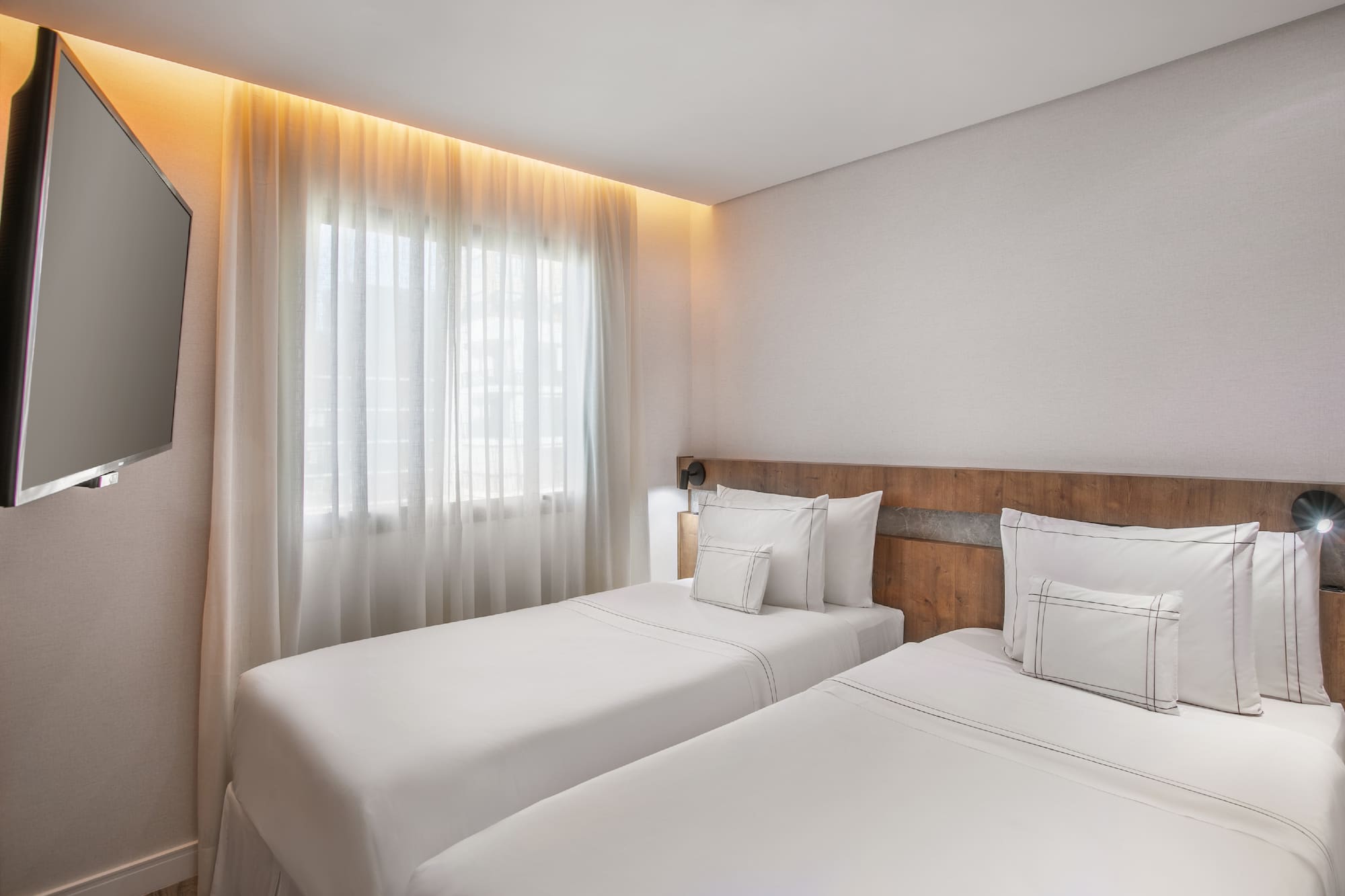 a room with two beds