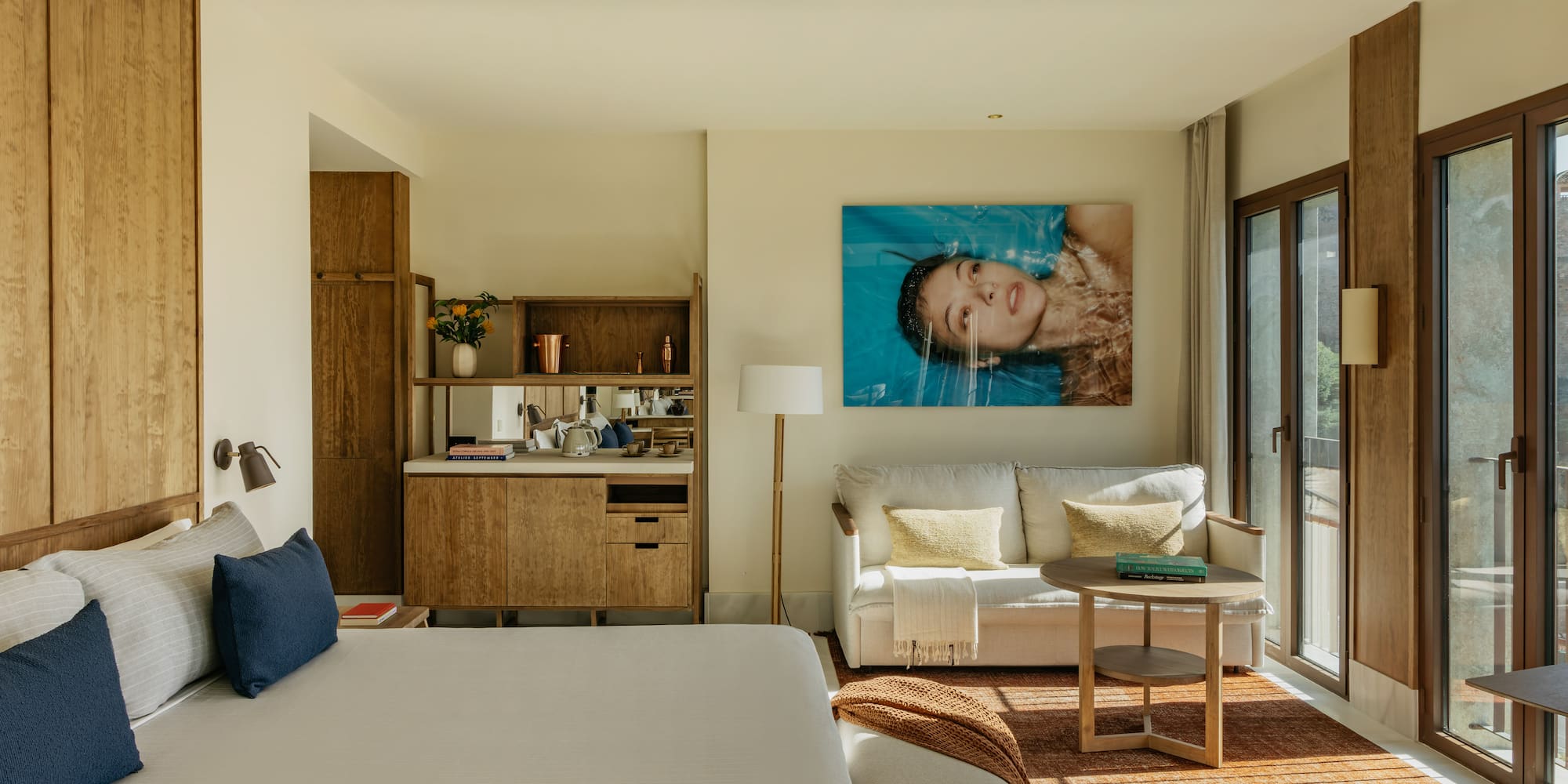 a room with a bed and a couch