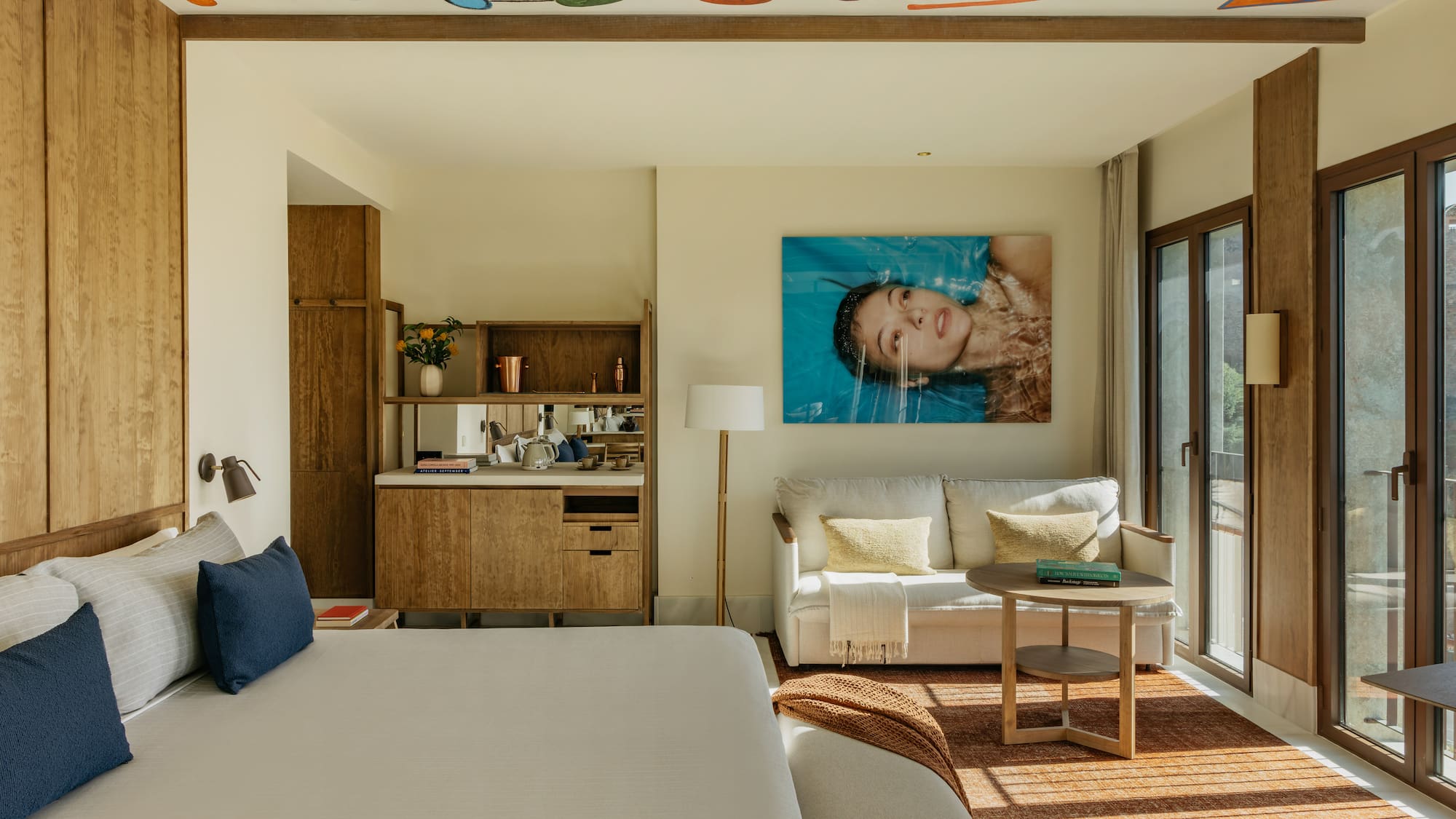 a room with a bed and a couch