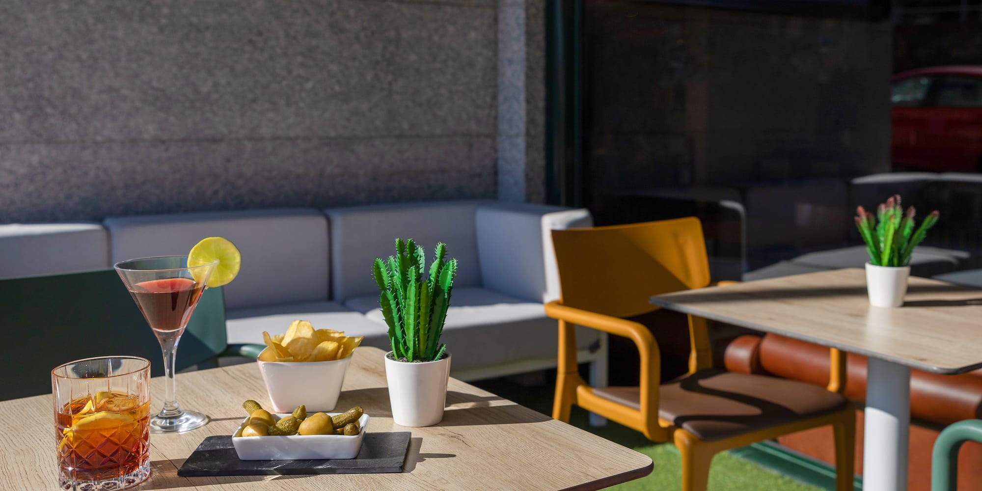 a table with food on it