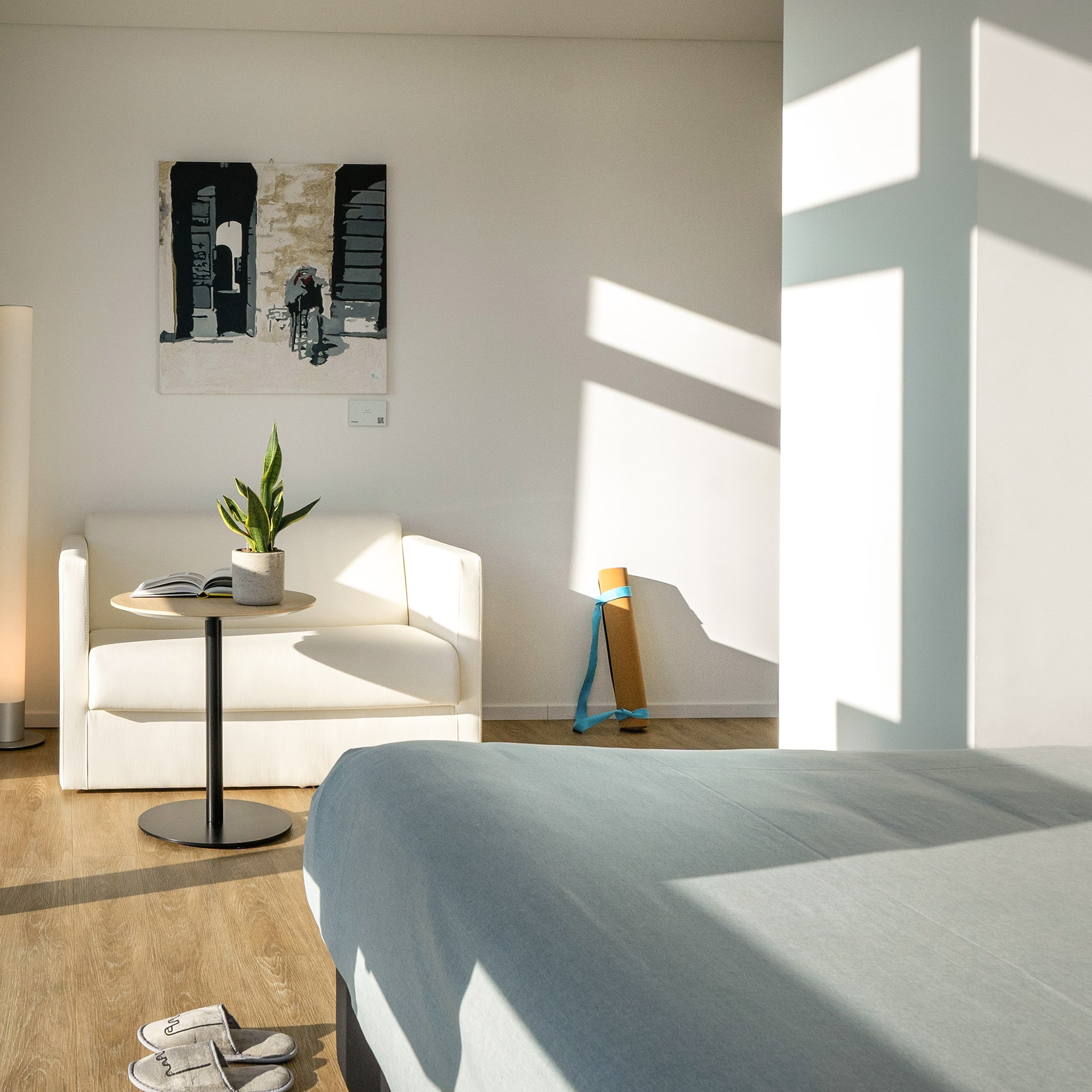 a room with a bed and a couch