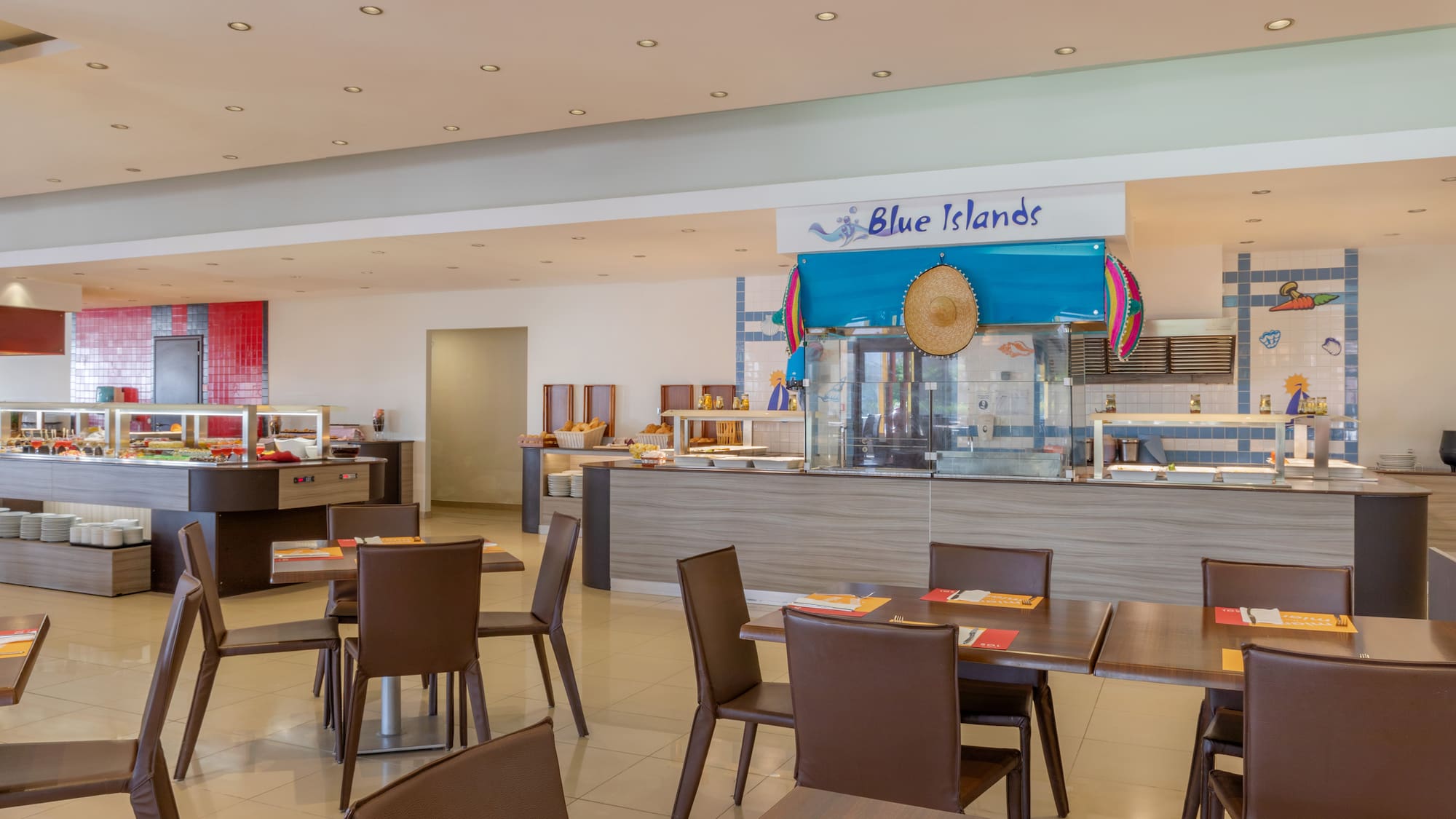 a restaurant with tables and chairs