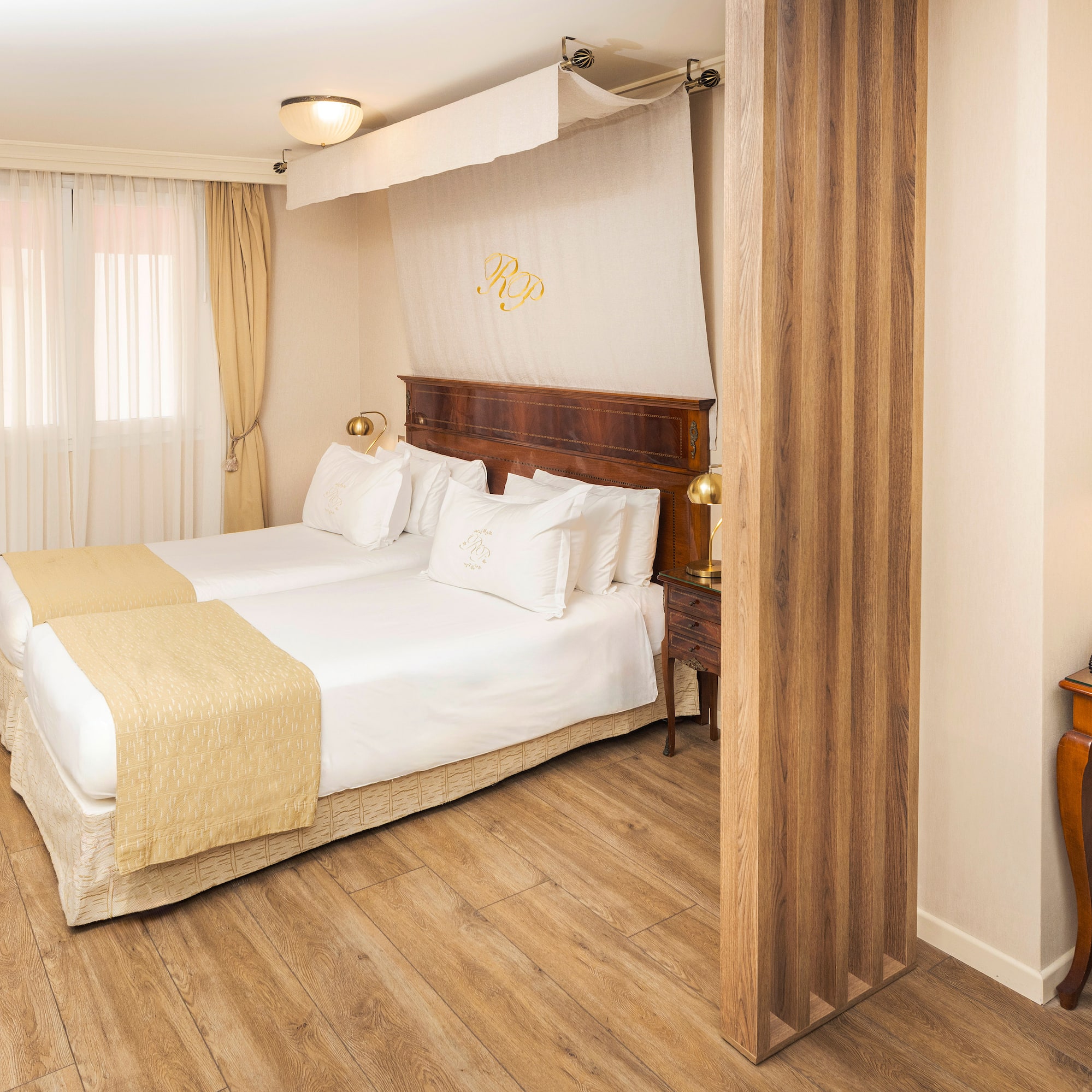 a room with two beds