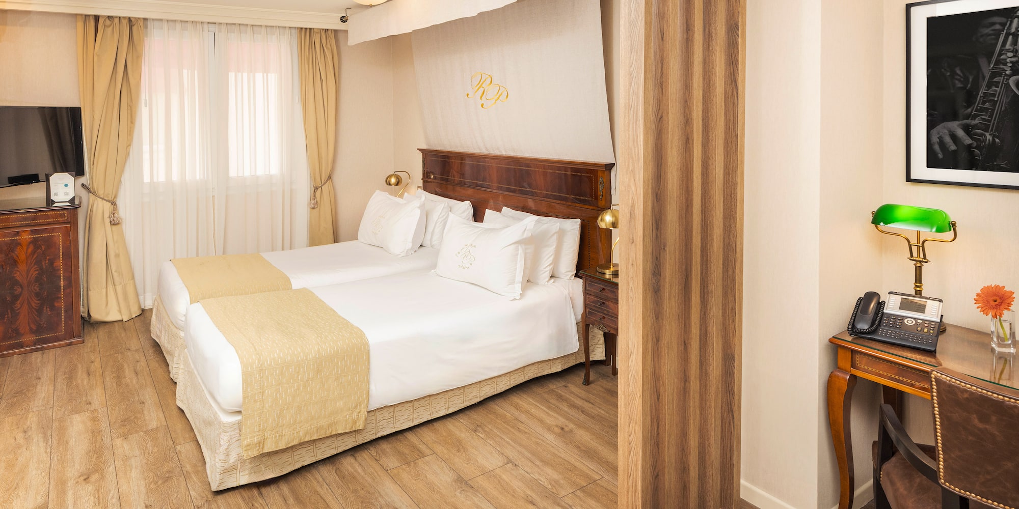 a room with two beds