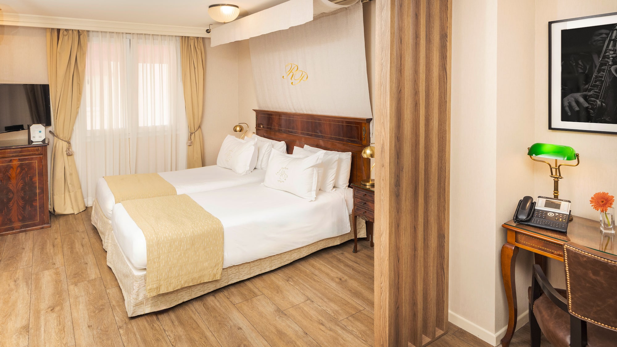 a room with two beds