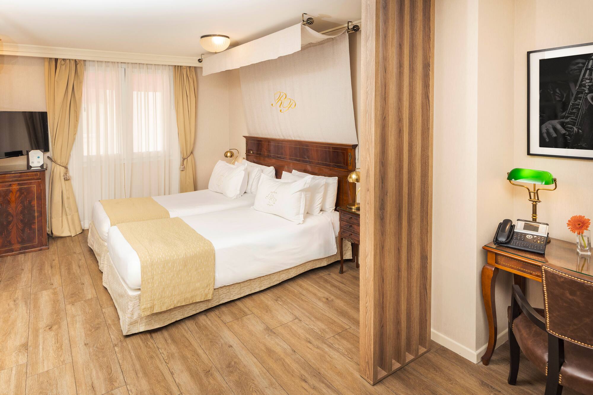 a room with two beds