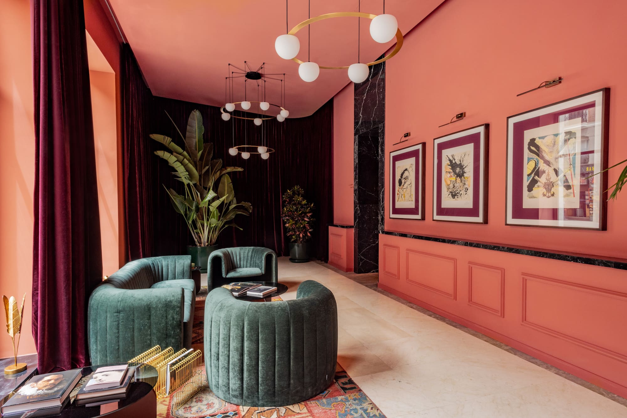 a living room with a couch and chairs