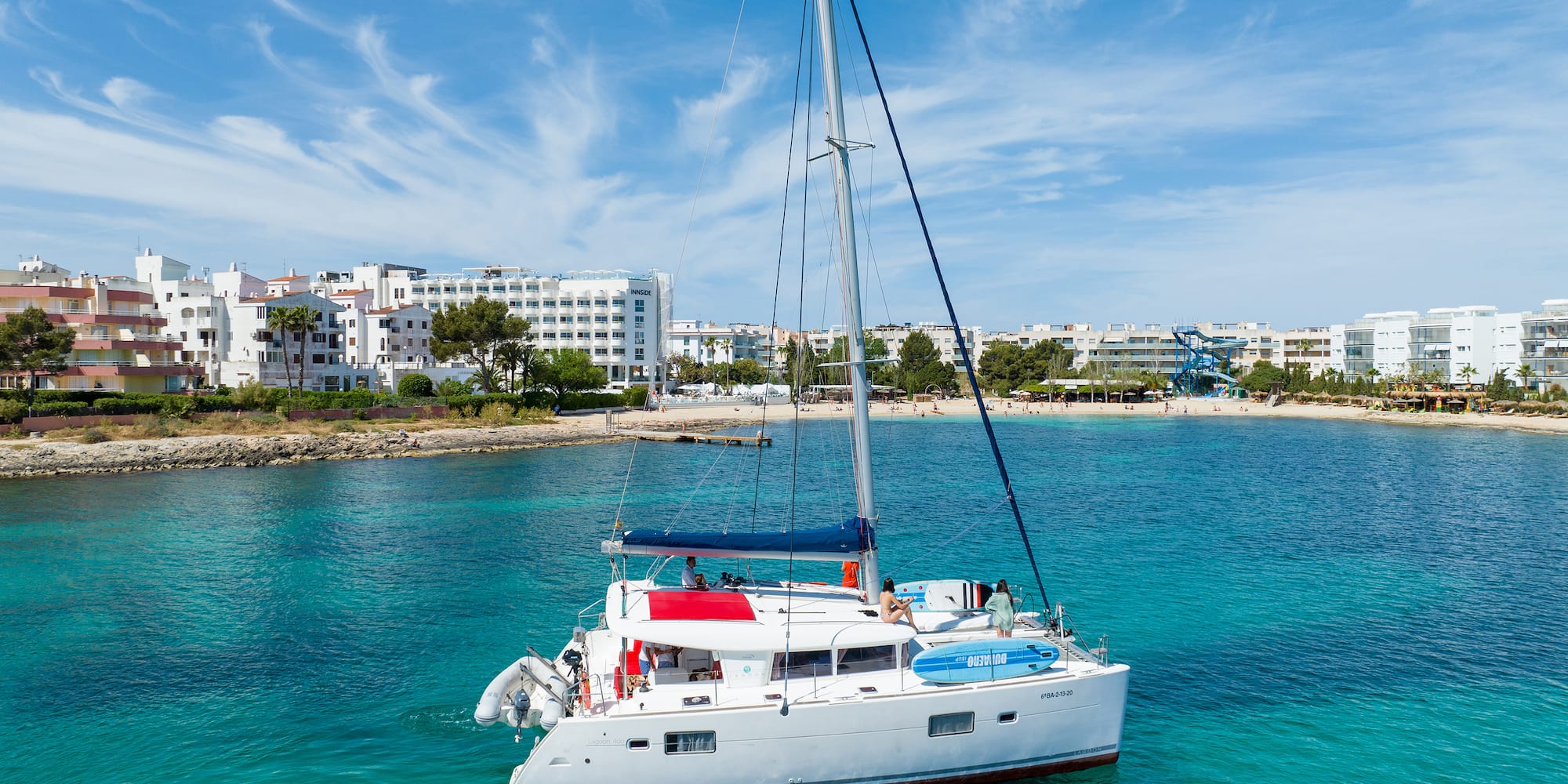 a white boat in the water
