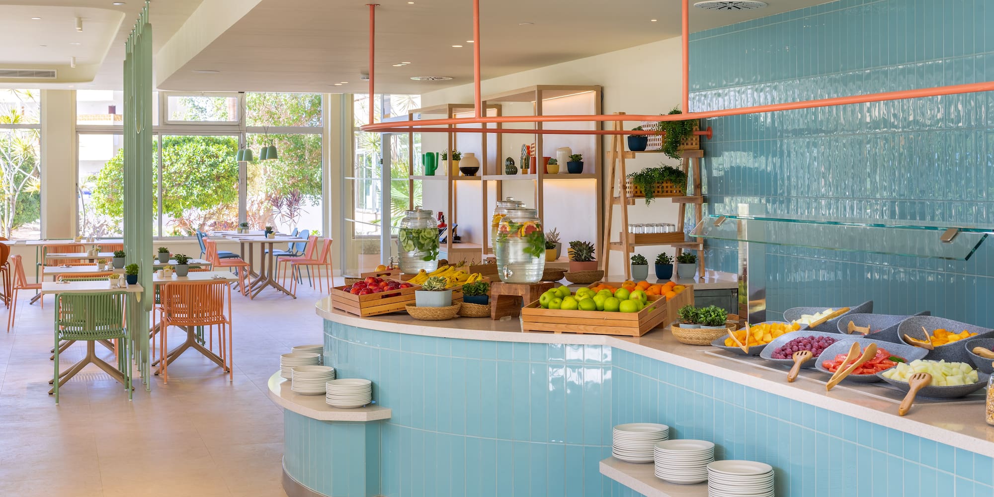 a food buffet in a restaurant