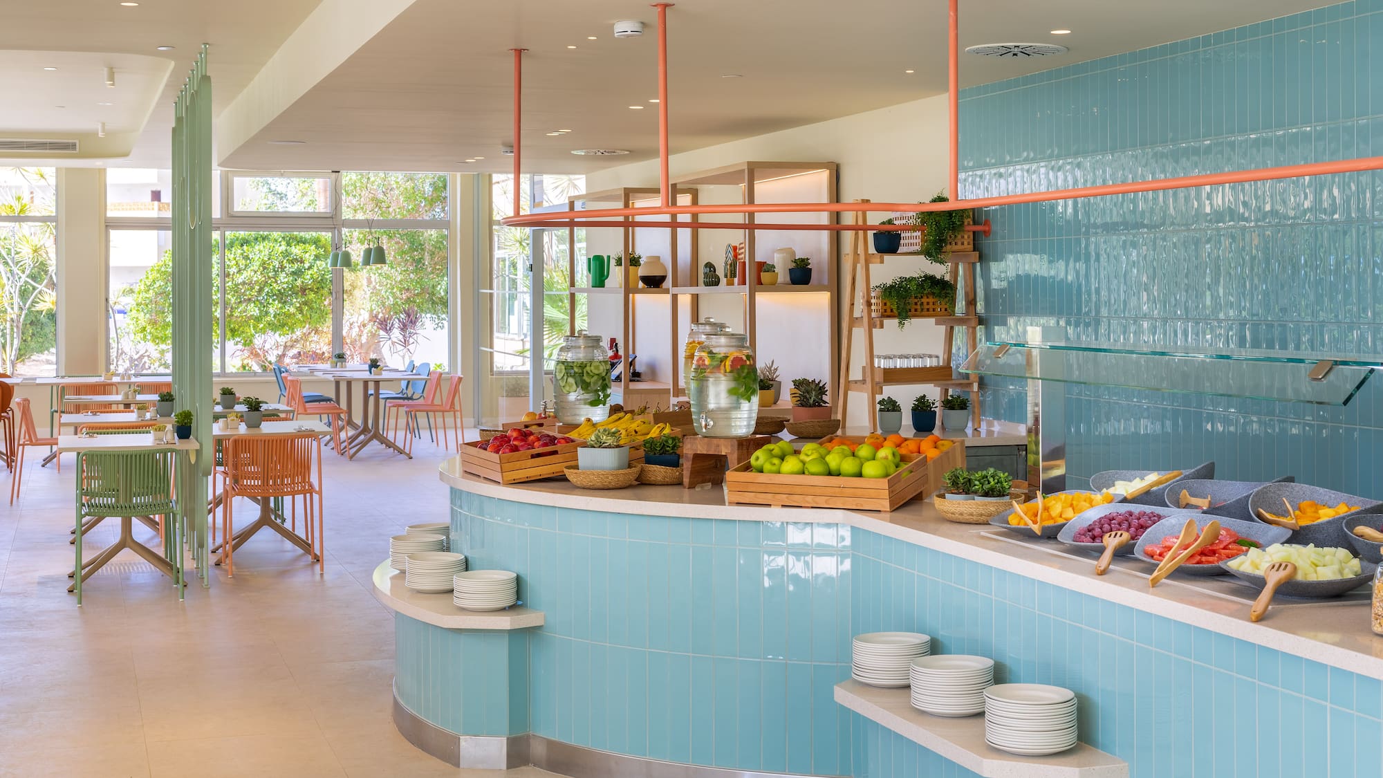 a food buffet in a restaurant