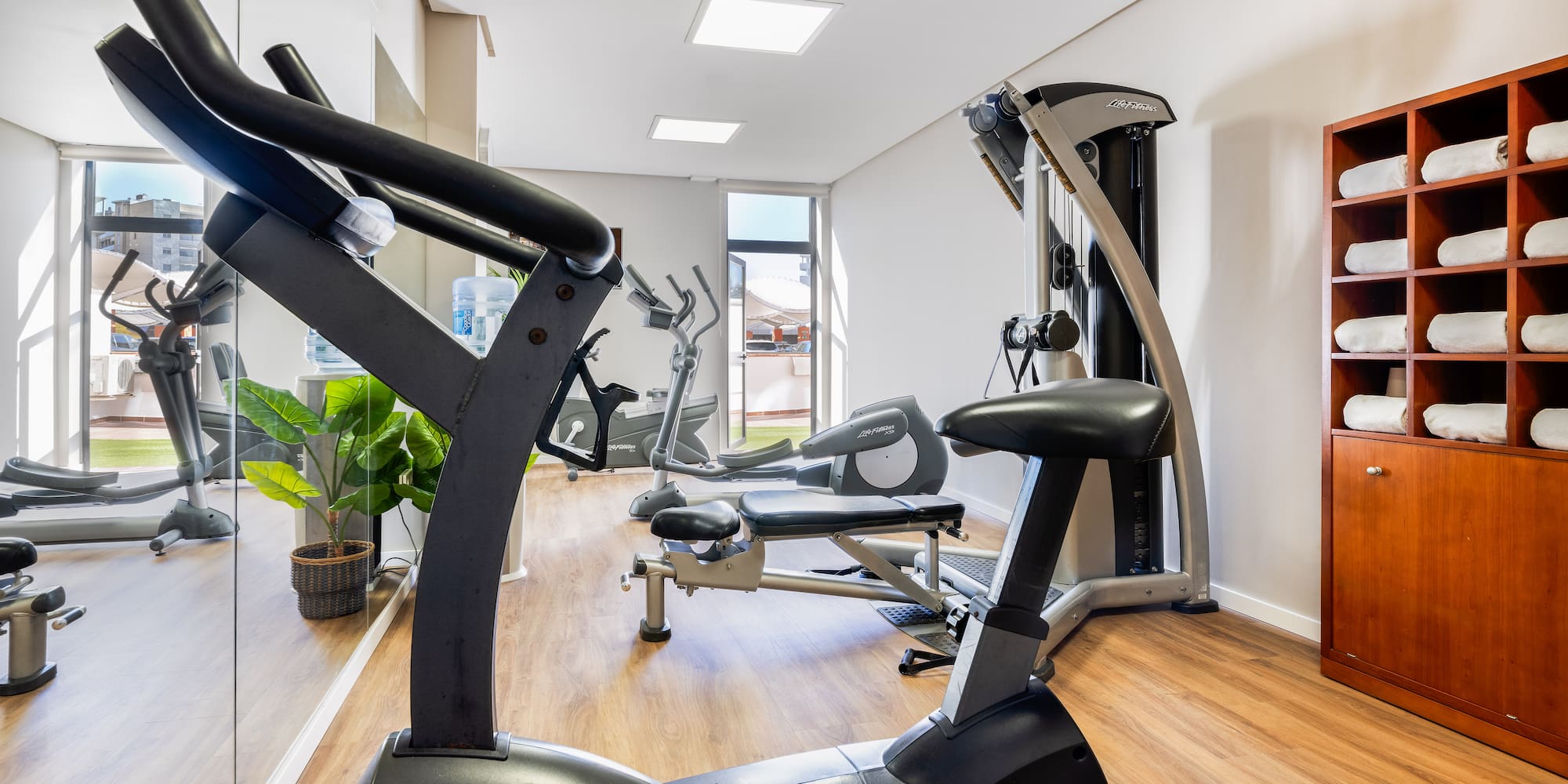a room with exercise equipment