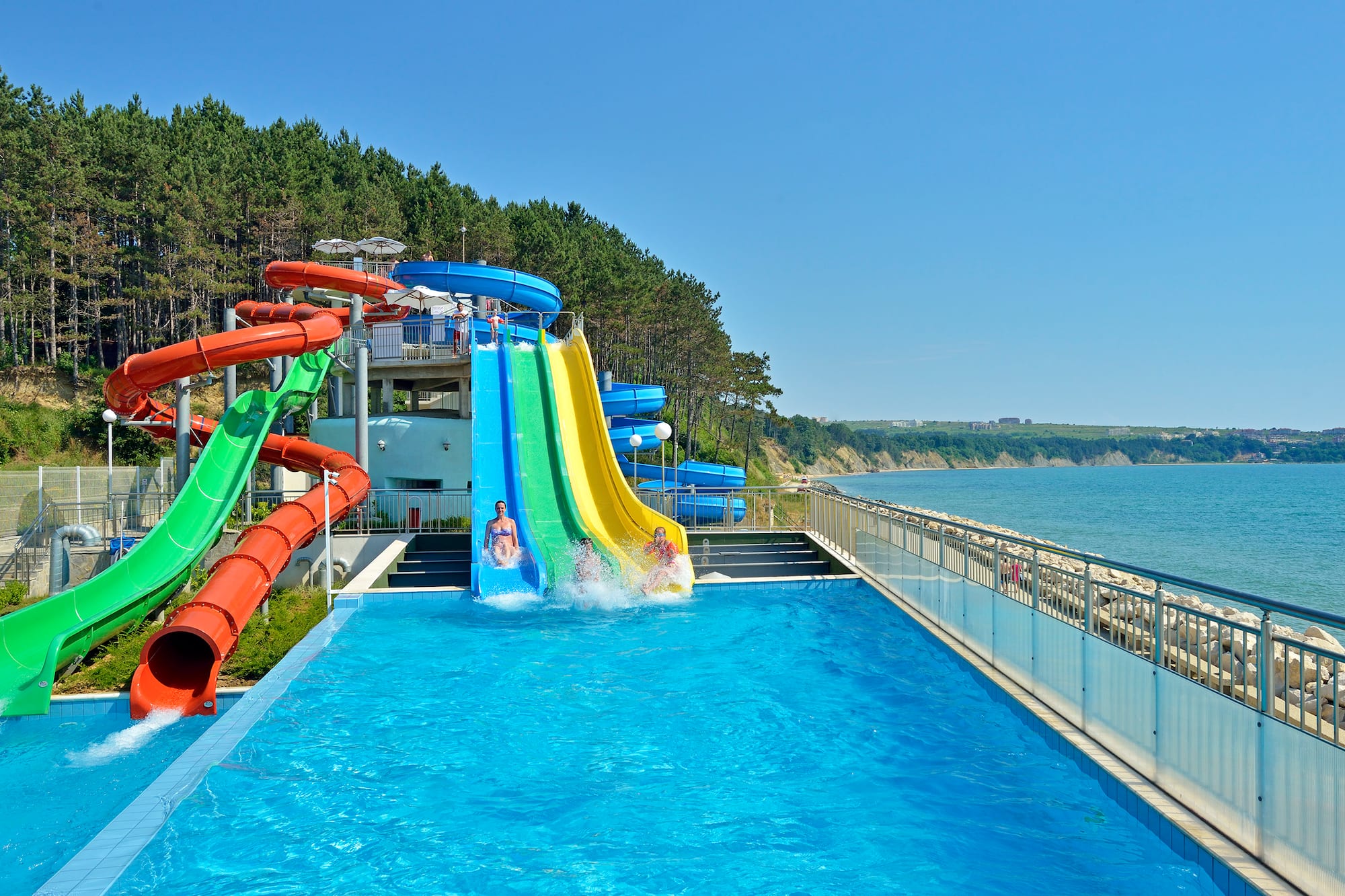 a water park with a slide