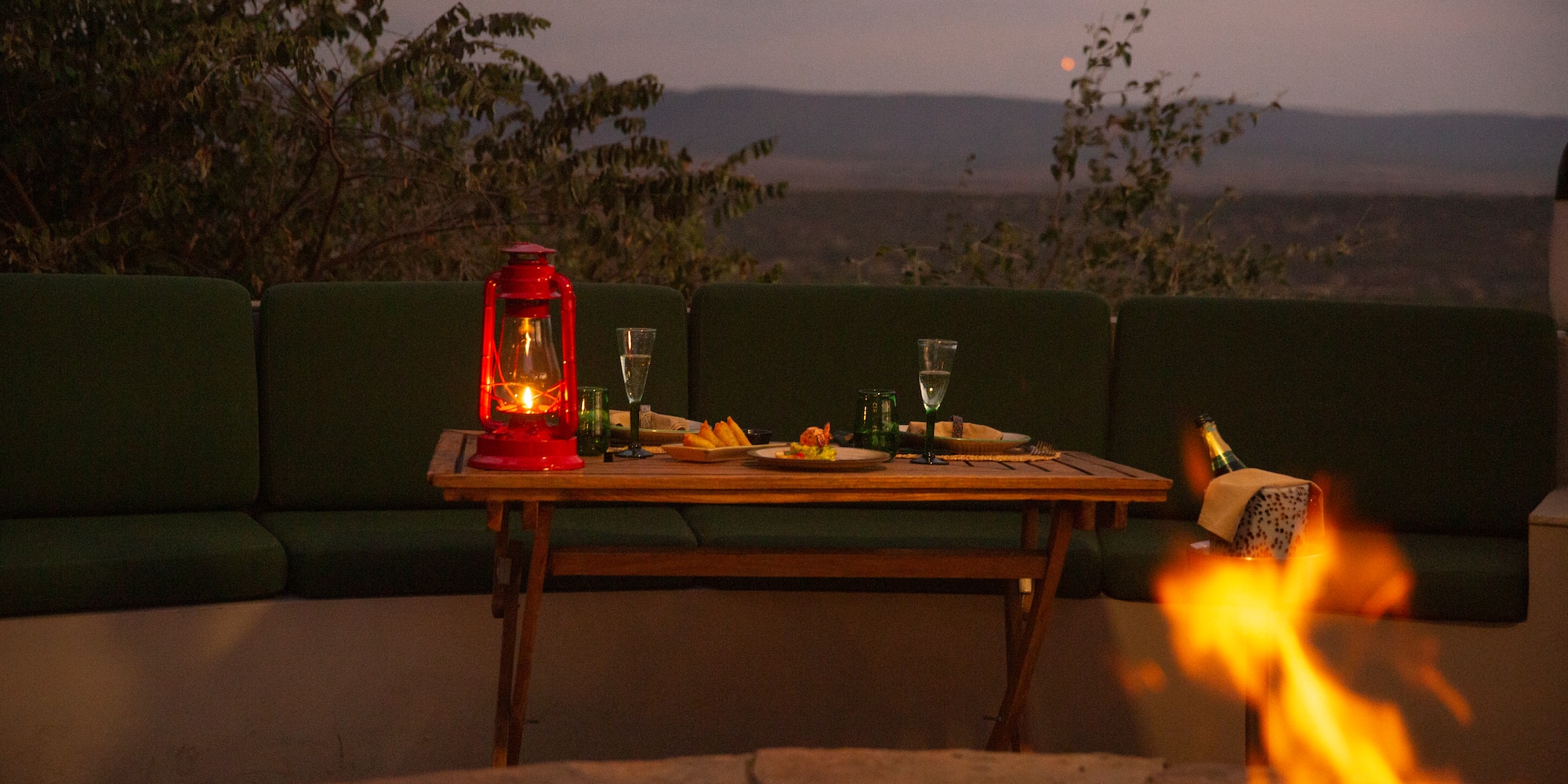 a table with food and drinks on it
