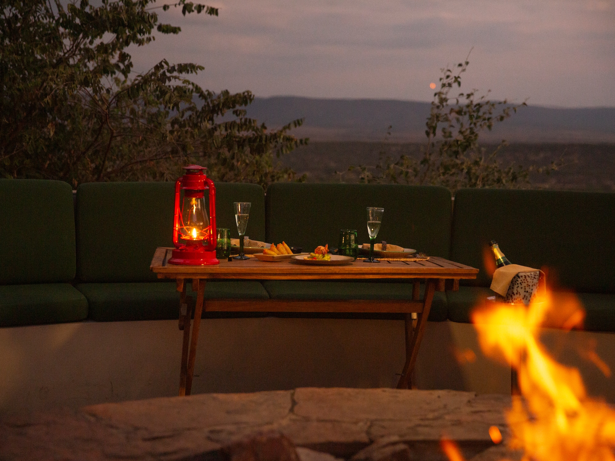 a table with food and drinks on it