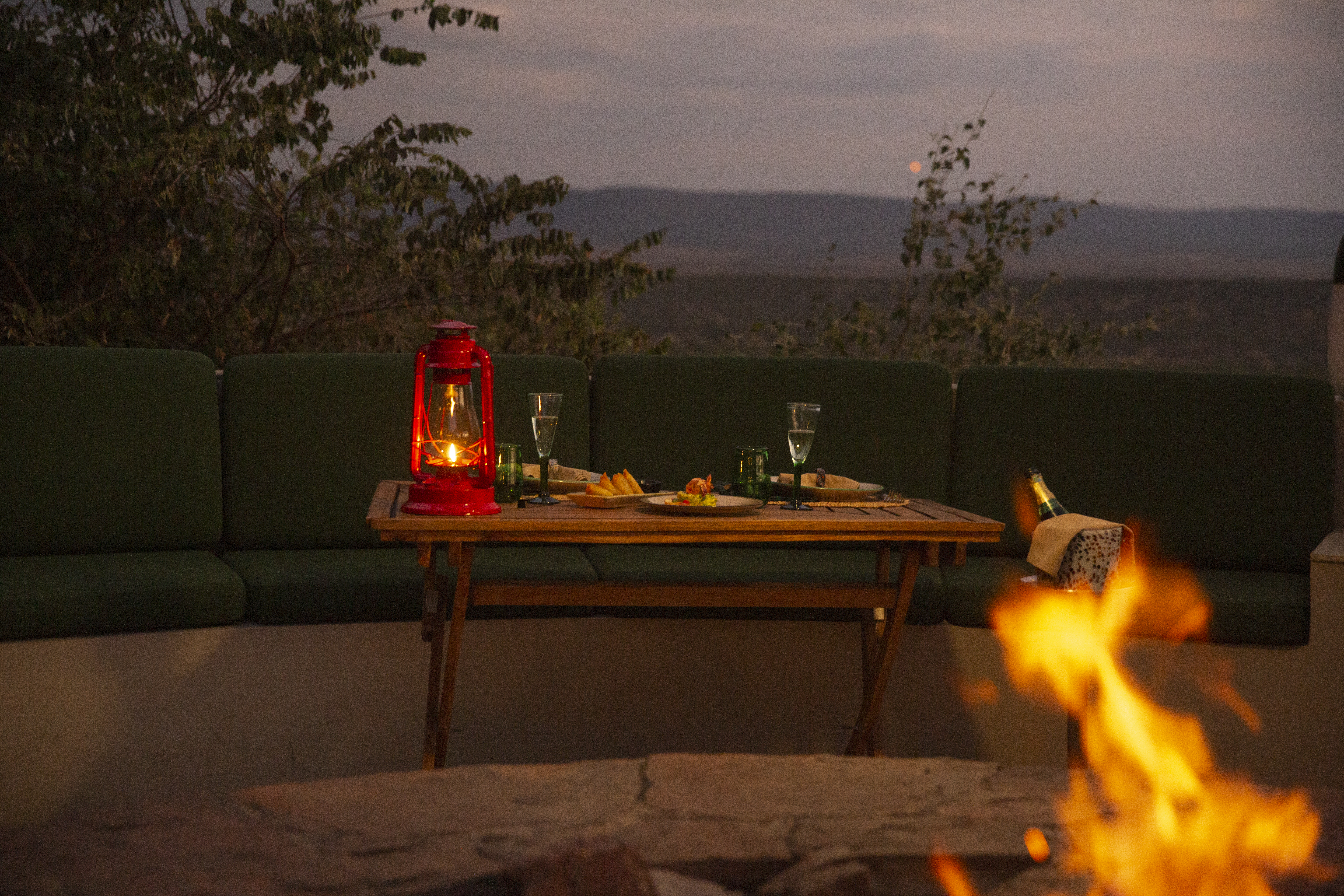 a table with food and drinks on it