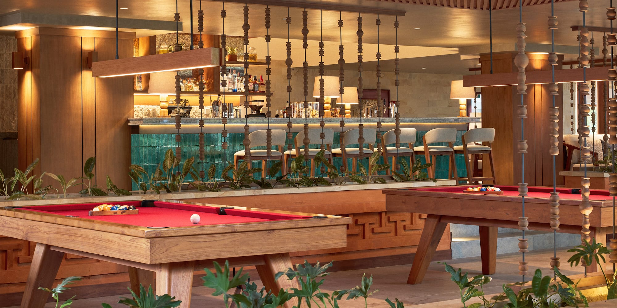 pool tables in a room