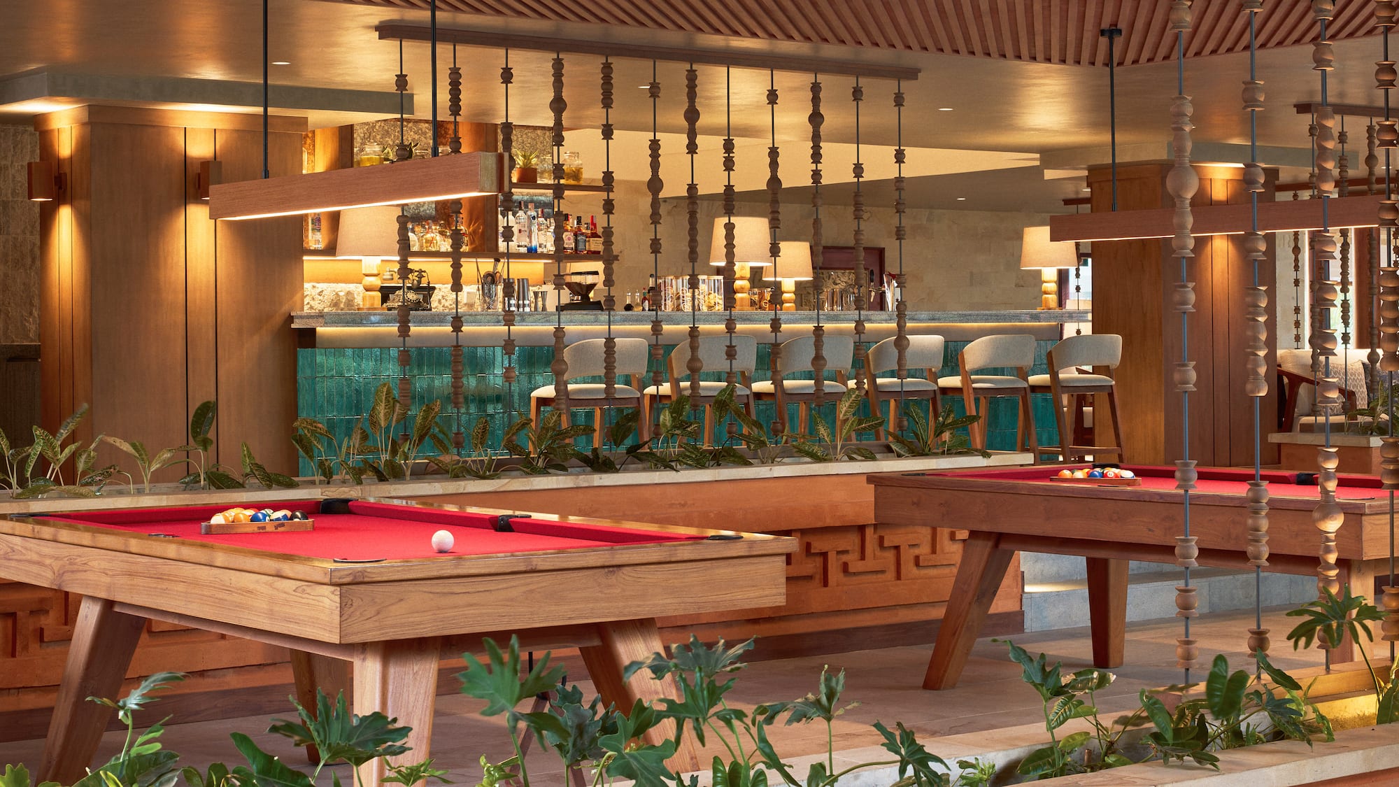 pool tables in a room