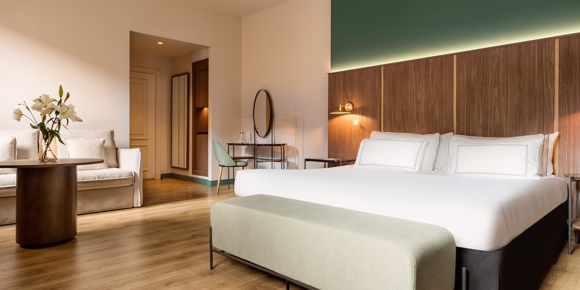 a room with a bed and a couch