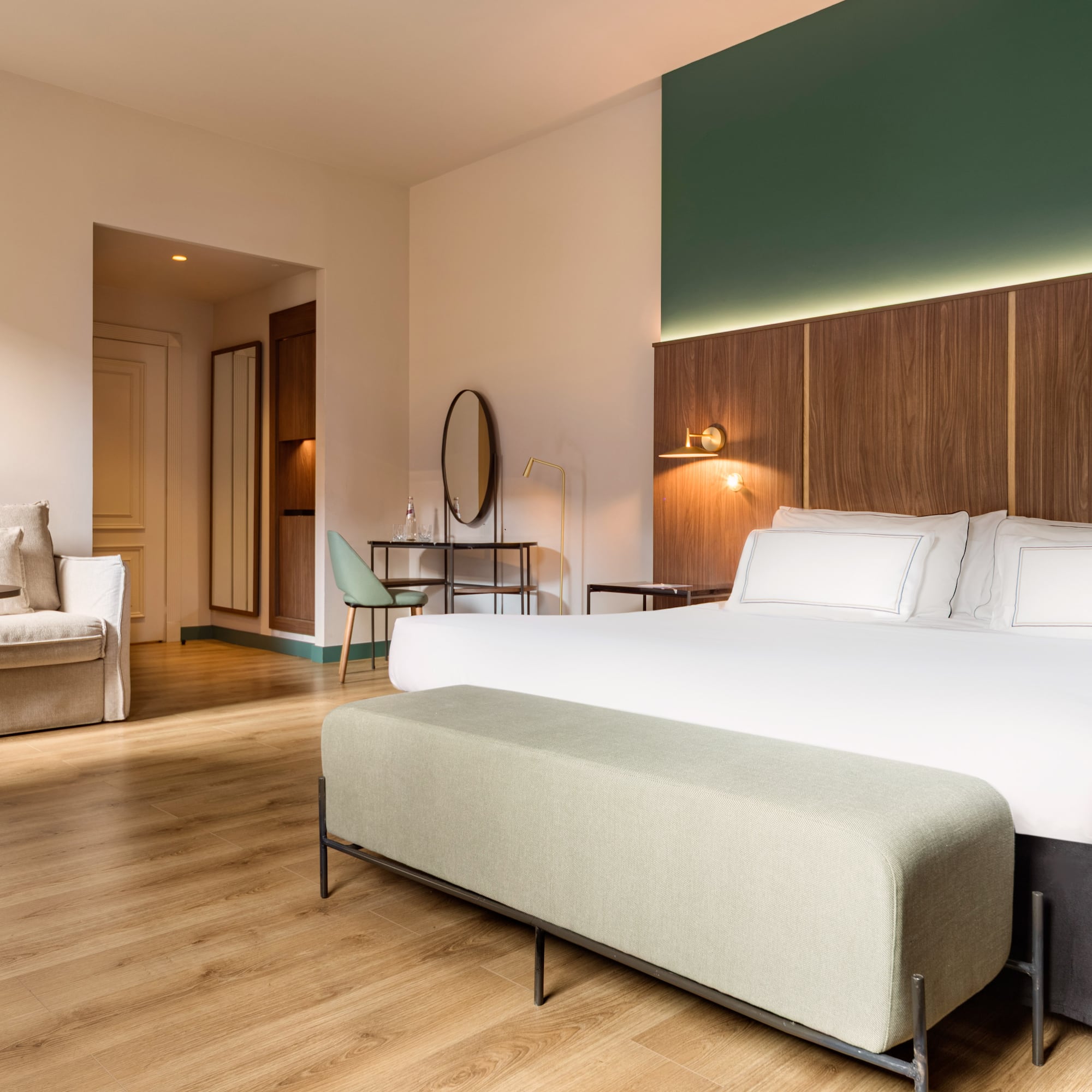 a room with a bed and a couch