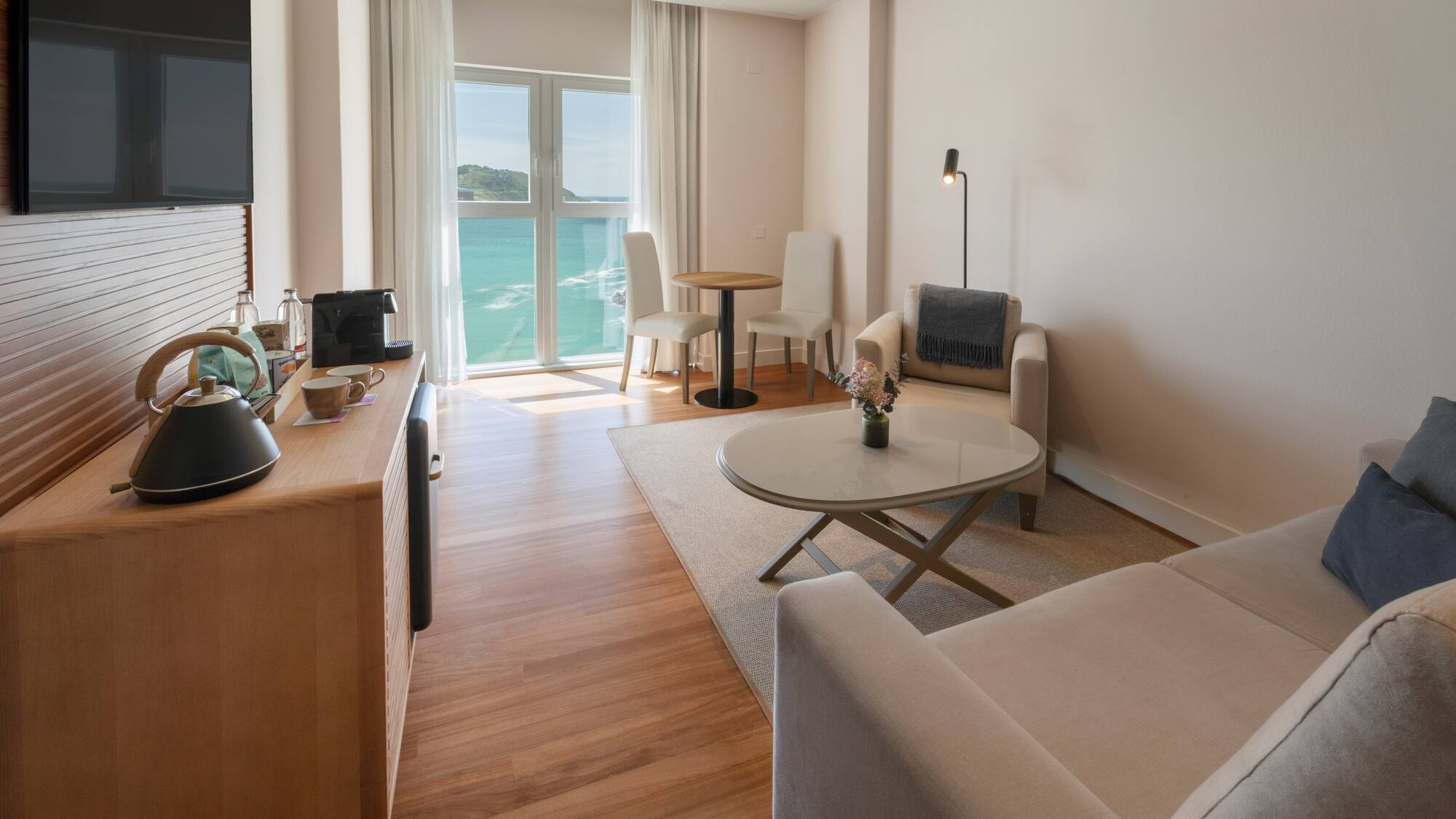 a room with a view of the ocean