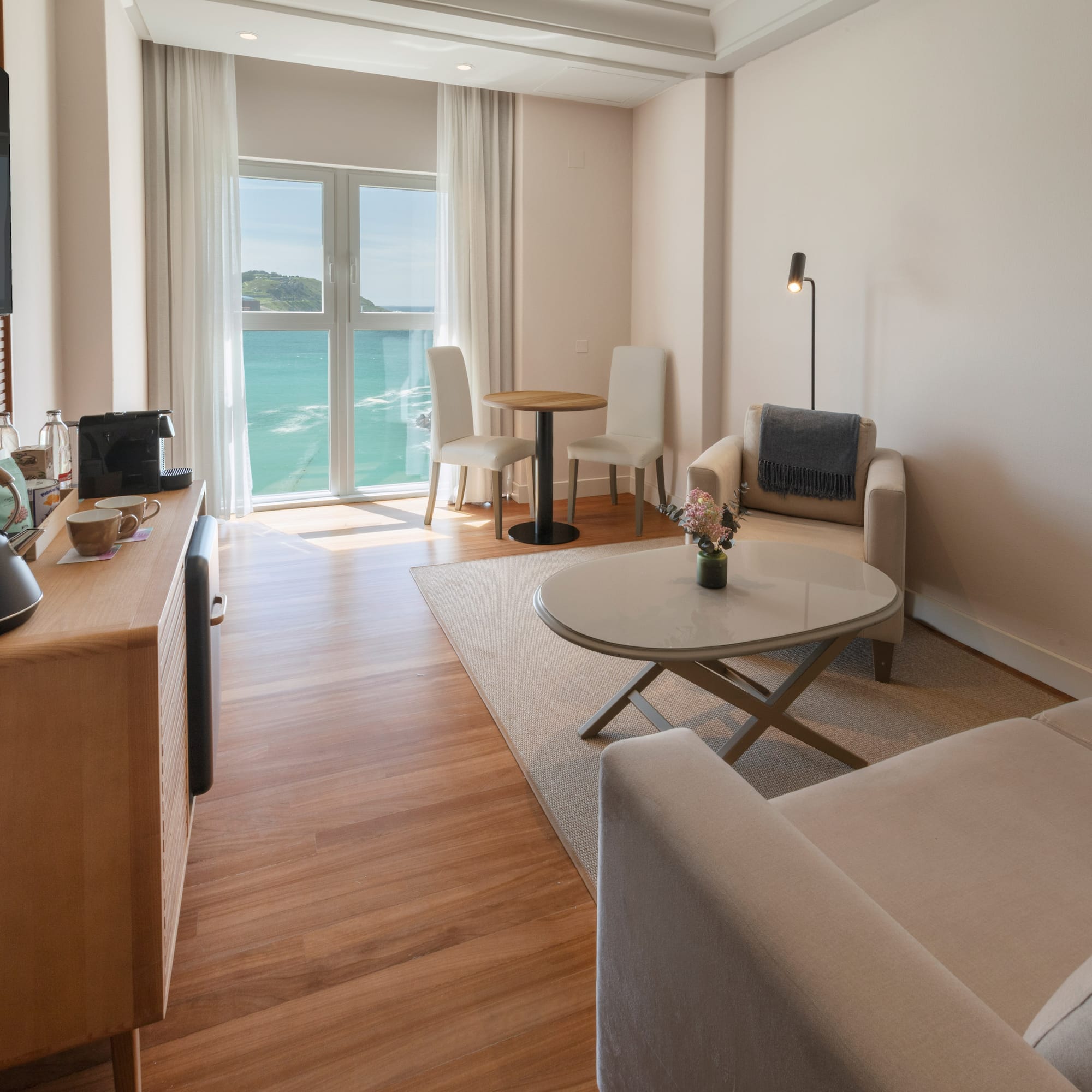 a room with a view of the ocean