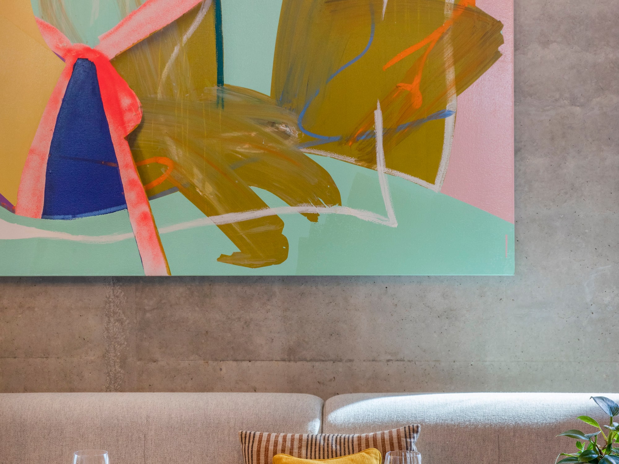 a table with a painting on it