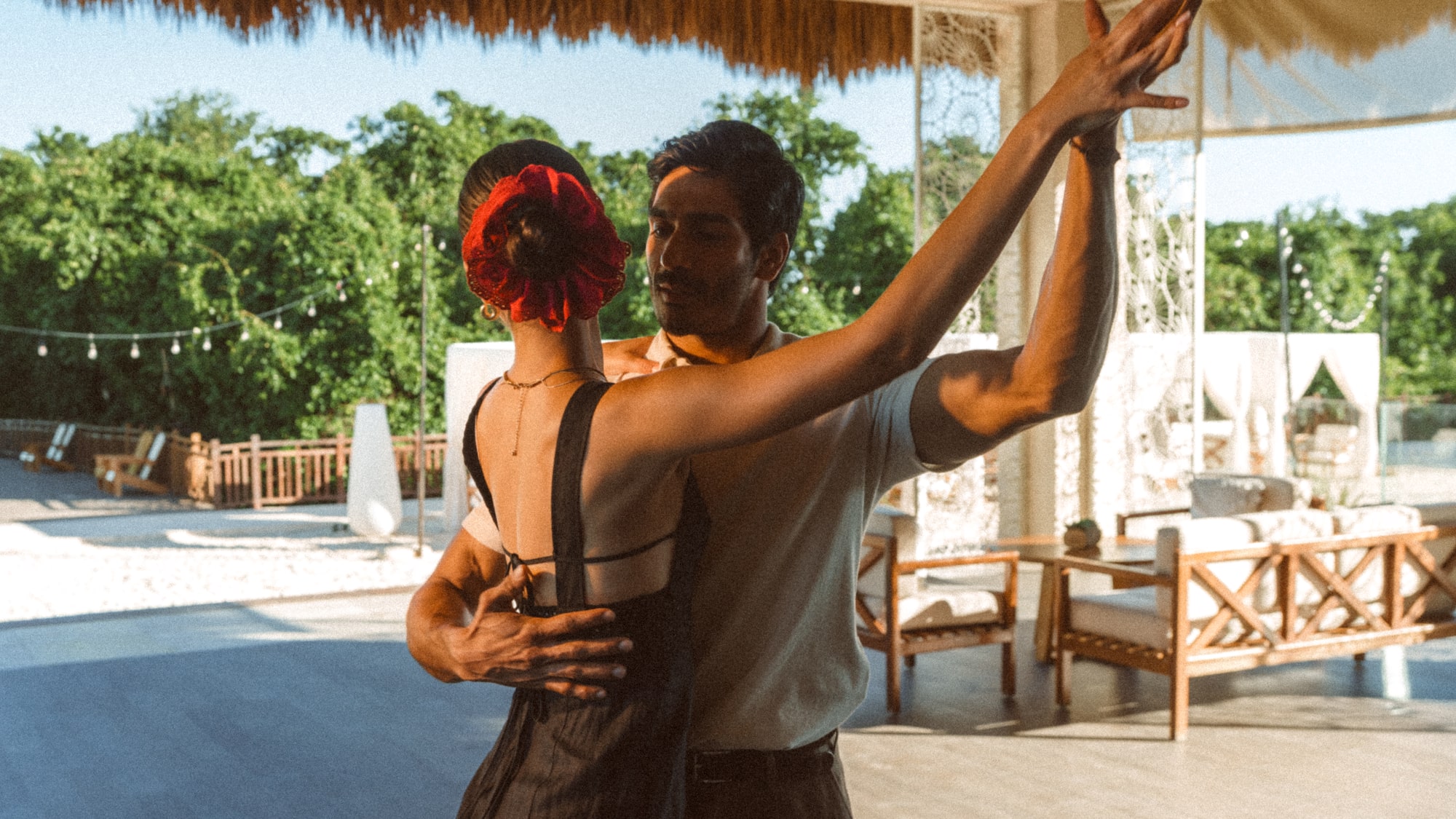 a man and woman dancing