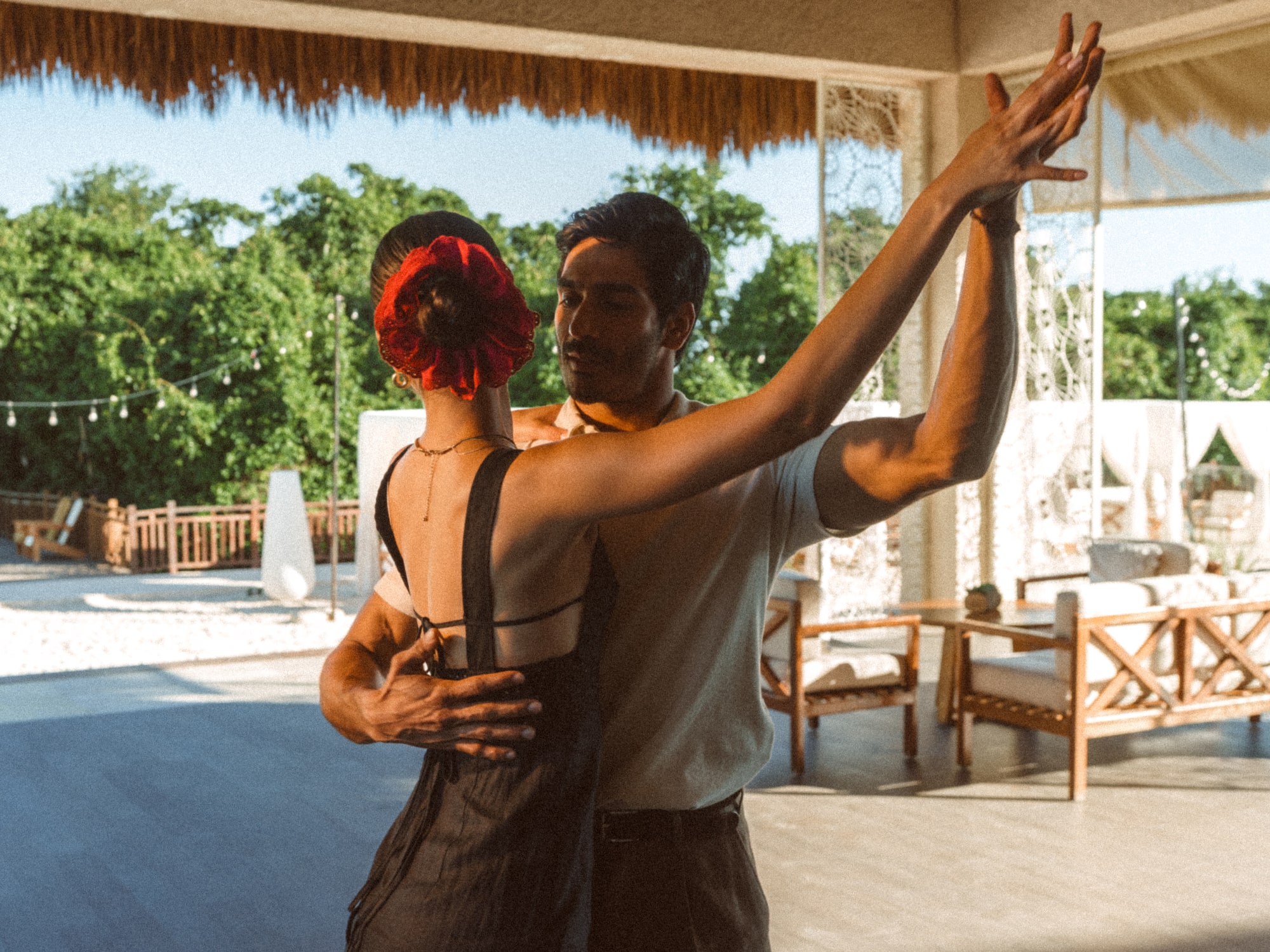 a man and woman dancing