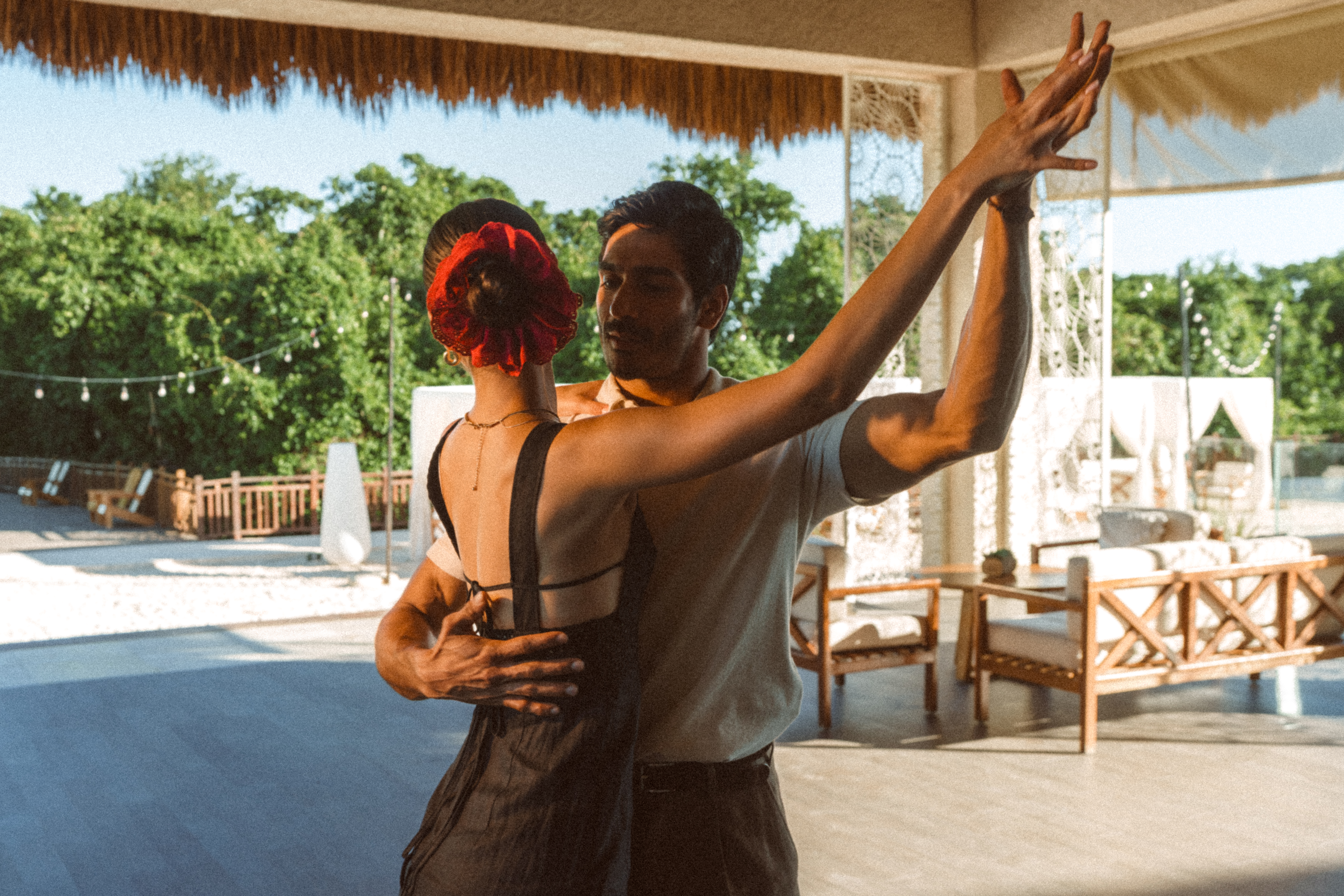 a man and woman dancing