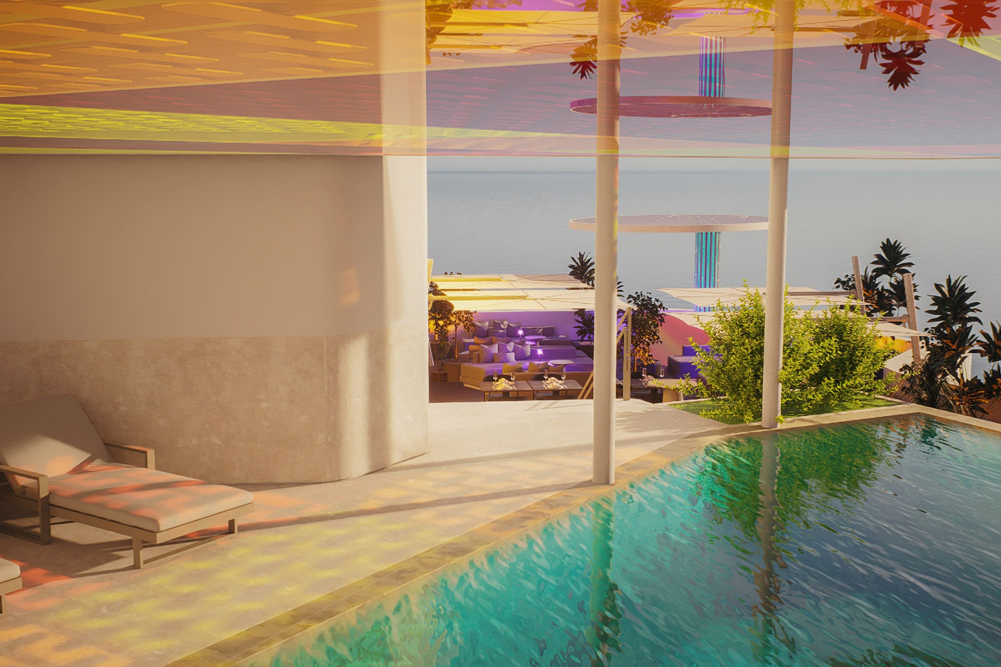 a pool with a view of the ocean