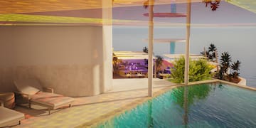 a pool with a view of the ocean