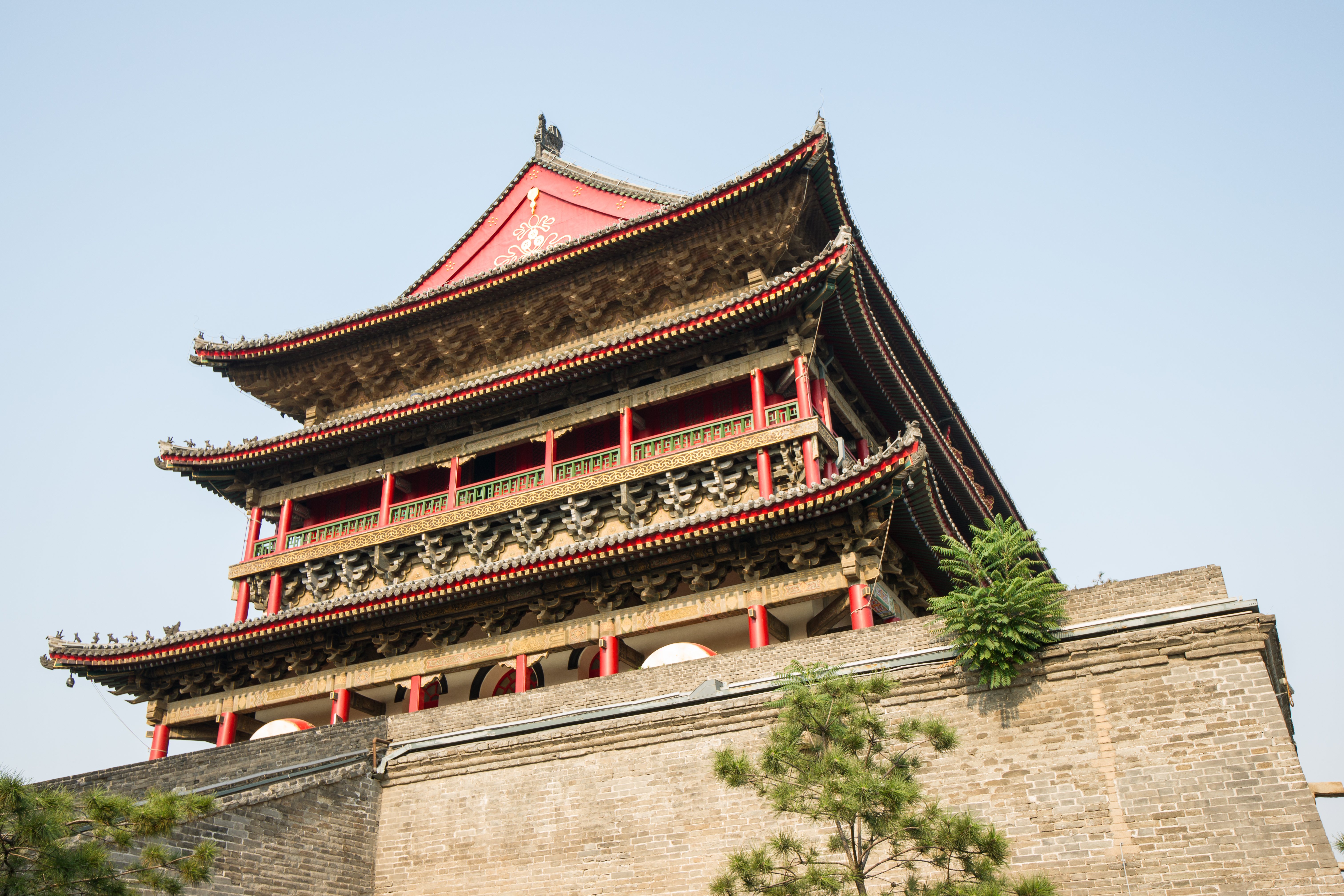 Drum Tower of Xi'an with a red roof