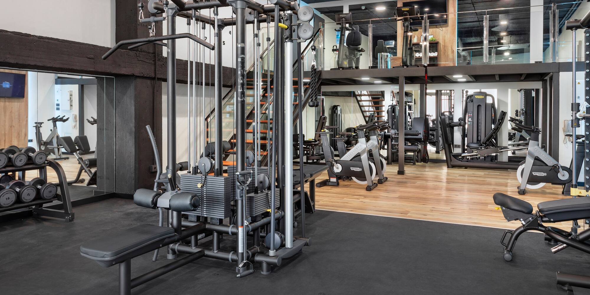 a gym with exercise equipment