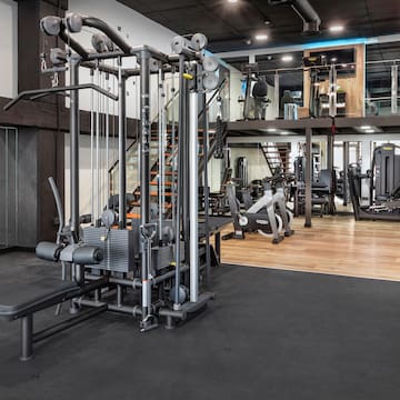 a gym with exercise equipment