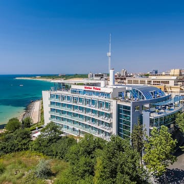 a building next to the water